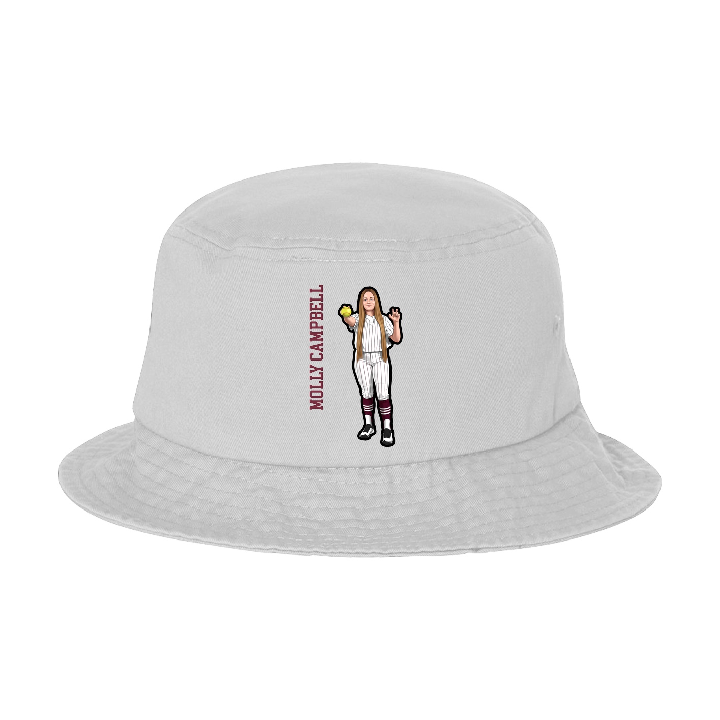 Bucket Cap — Name Vertical in White