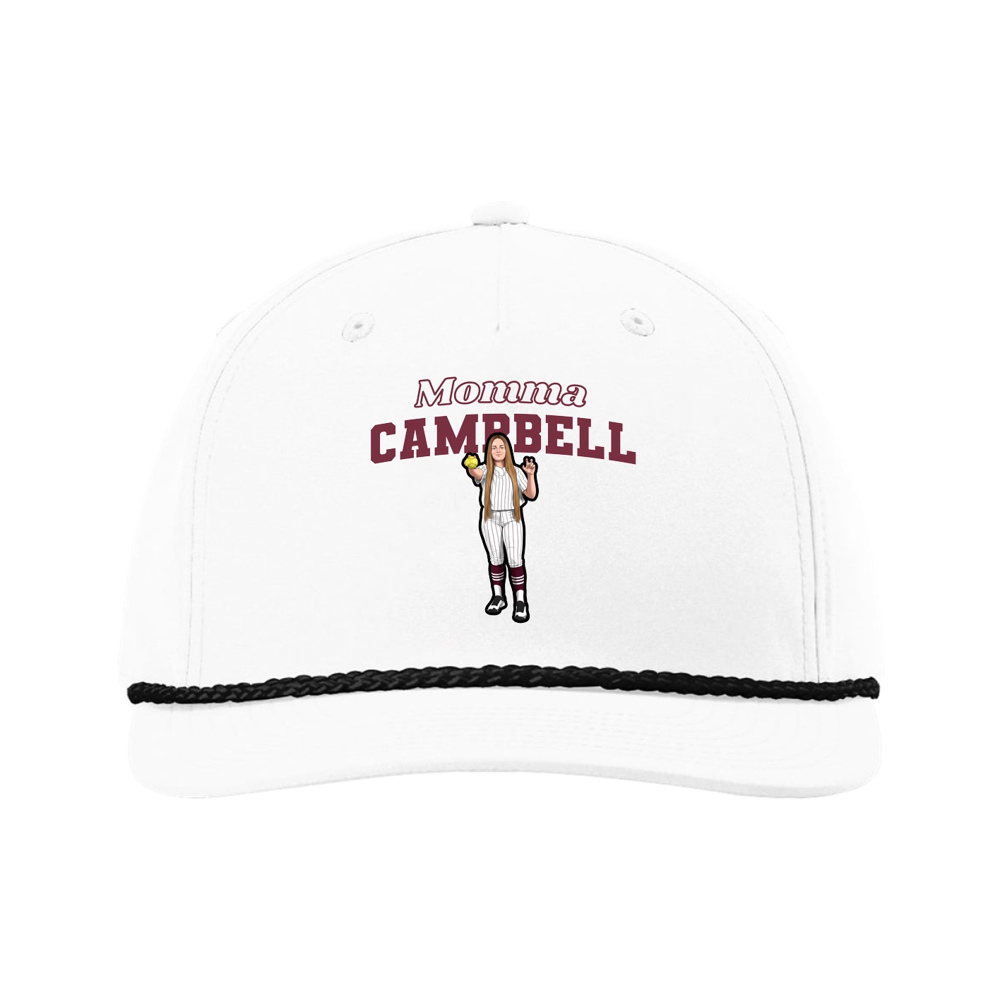 Five-Panel Classic Rope Cap — Mothers Day Block in White