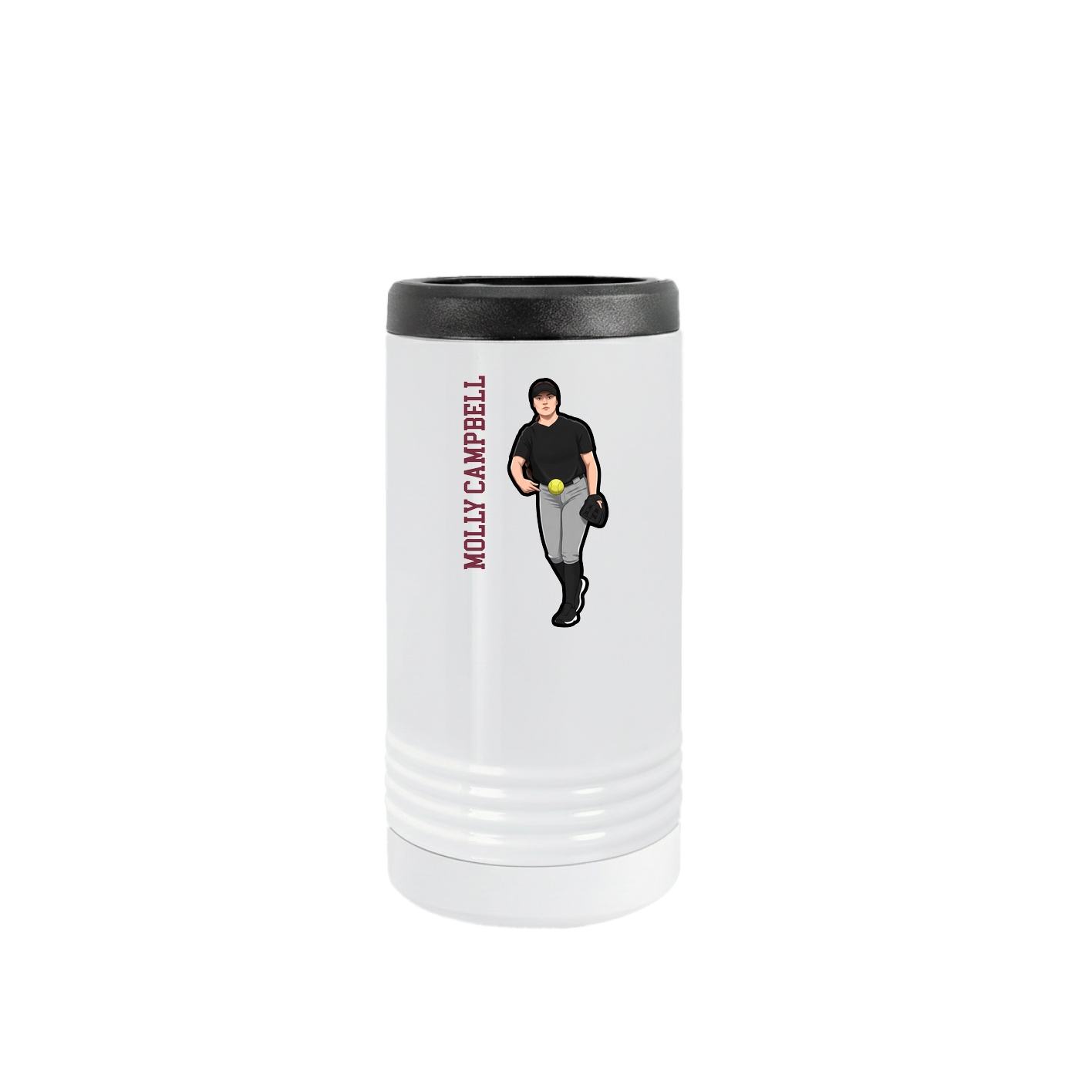 Slim Beverage Holder — Name Vertical in White