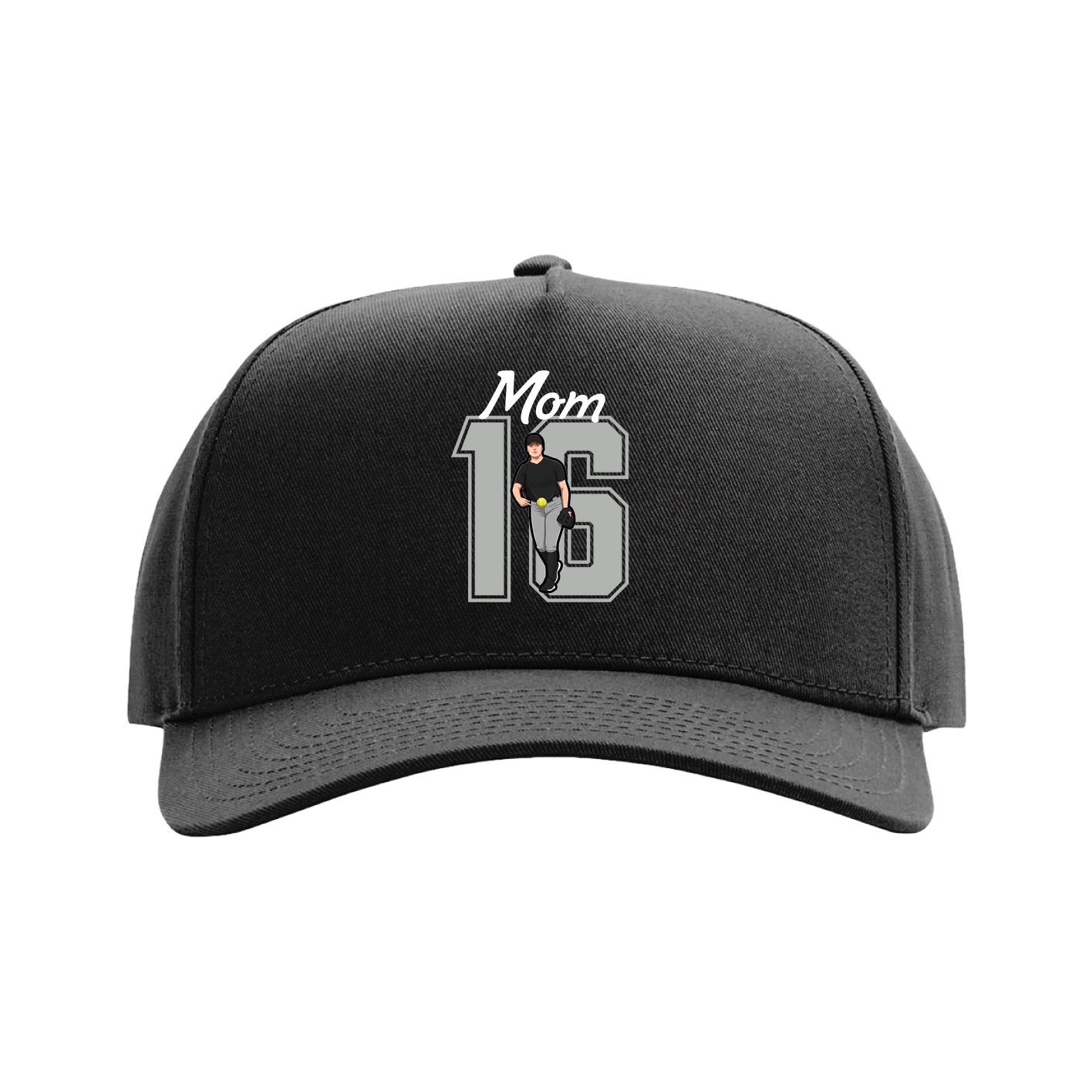 Full Fabric Five-Panel Champ Cap — Mothers Day Shirsey in Black
