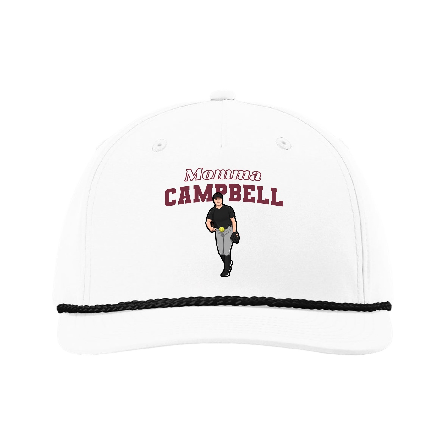 Five-Panel Classic Rope Cap — Mothers Day Block in White