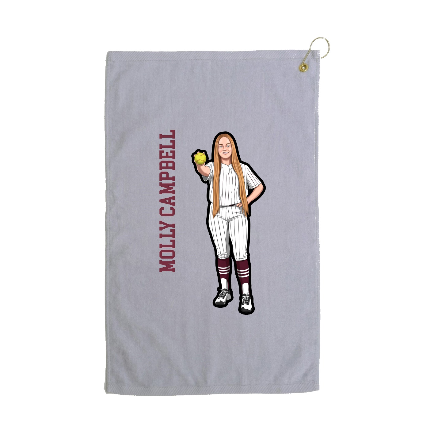 Golf Towel — Name Vertical in Grey