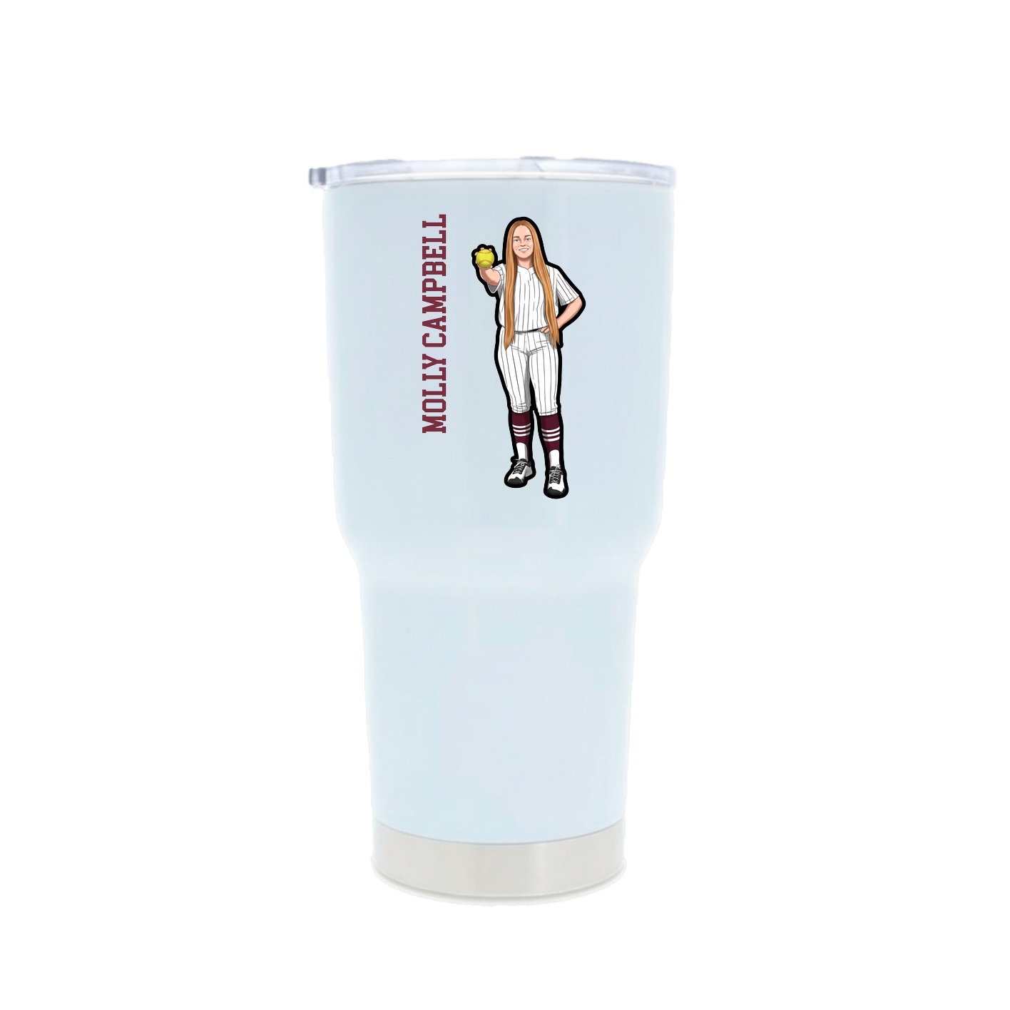 30oz Stainless Steel Tumbler — Name Vertical in White