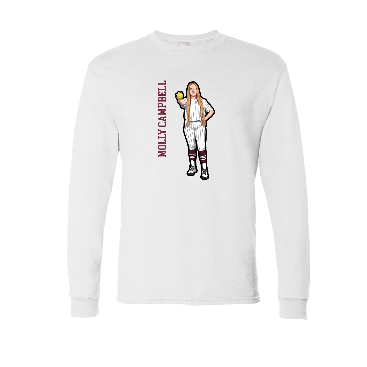 Long Sleeve Tee — Name Vertical in White