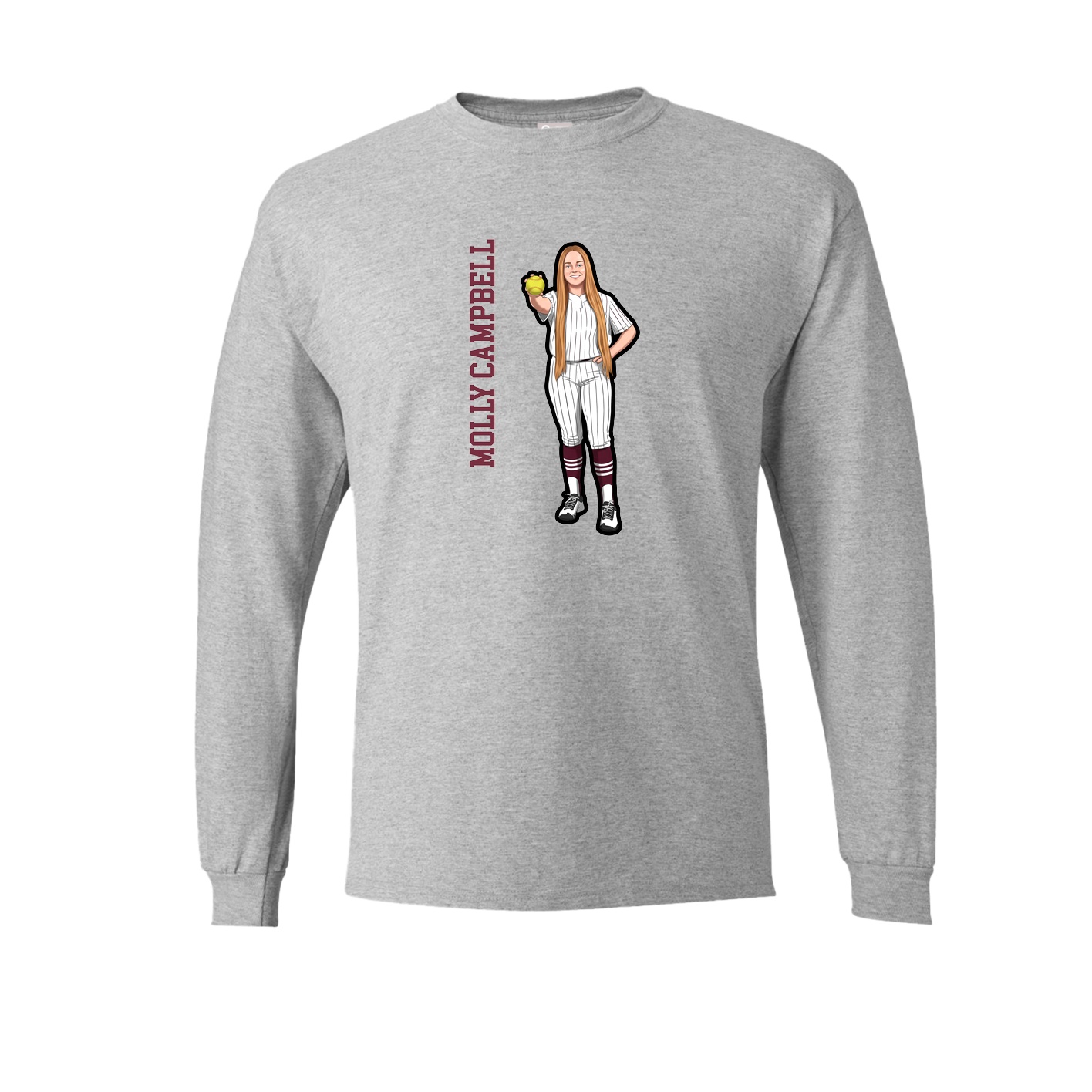 Long Sleeve Tee — Name Vertical in Grey