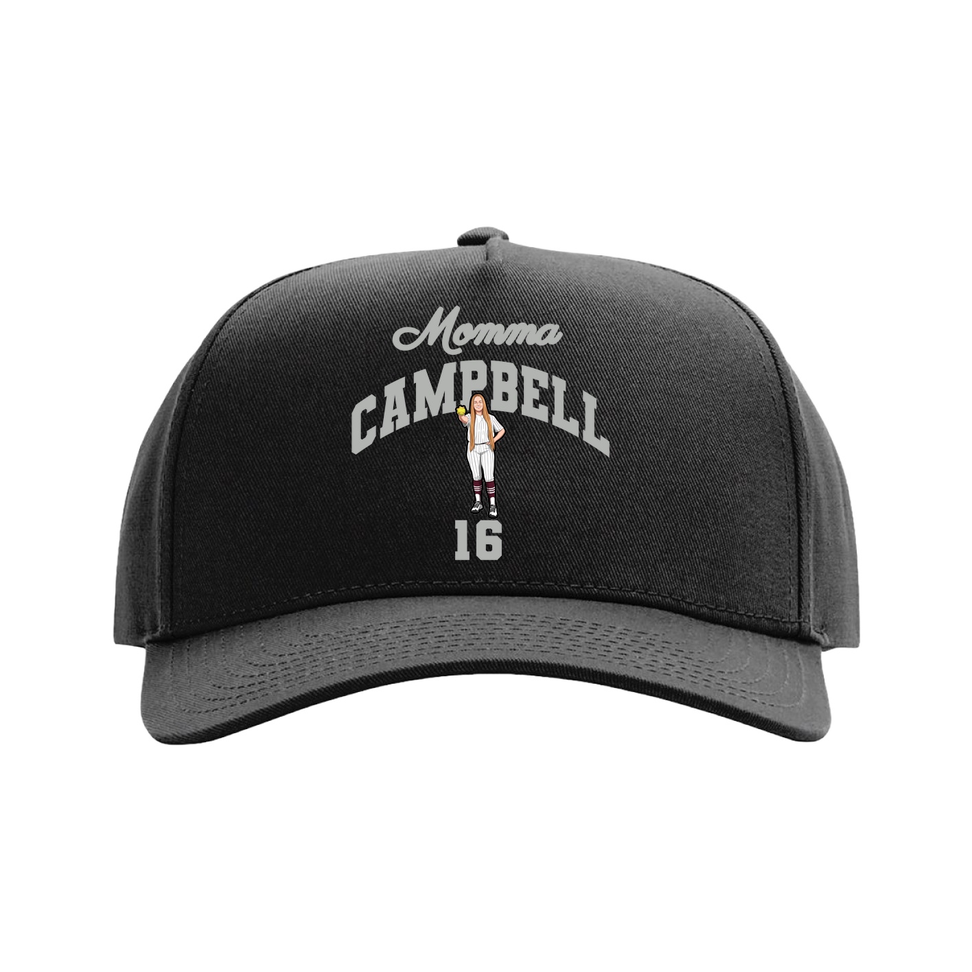 Full Fabric Five-Panel Champ Cap — Mothers Day Arch in Black