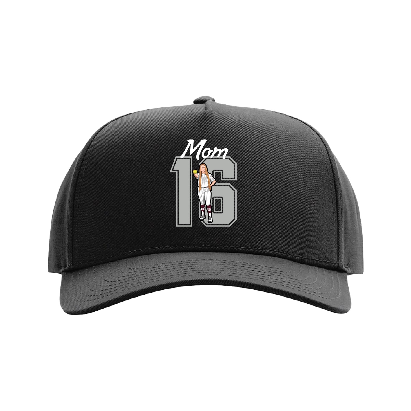 Full Fabric Five-Panel Champ Cap — Mothers Day Shirsey in Black