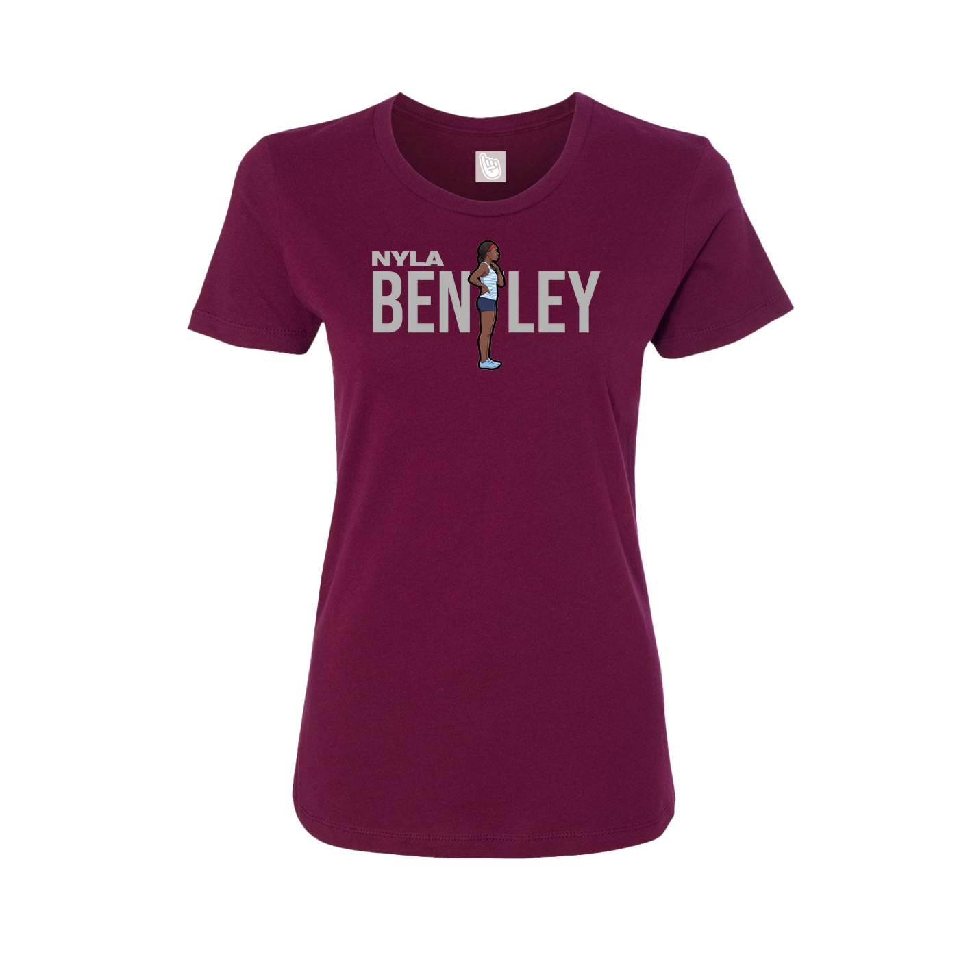 Fitted Women's Tee — Player Name in Maroon