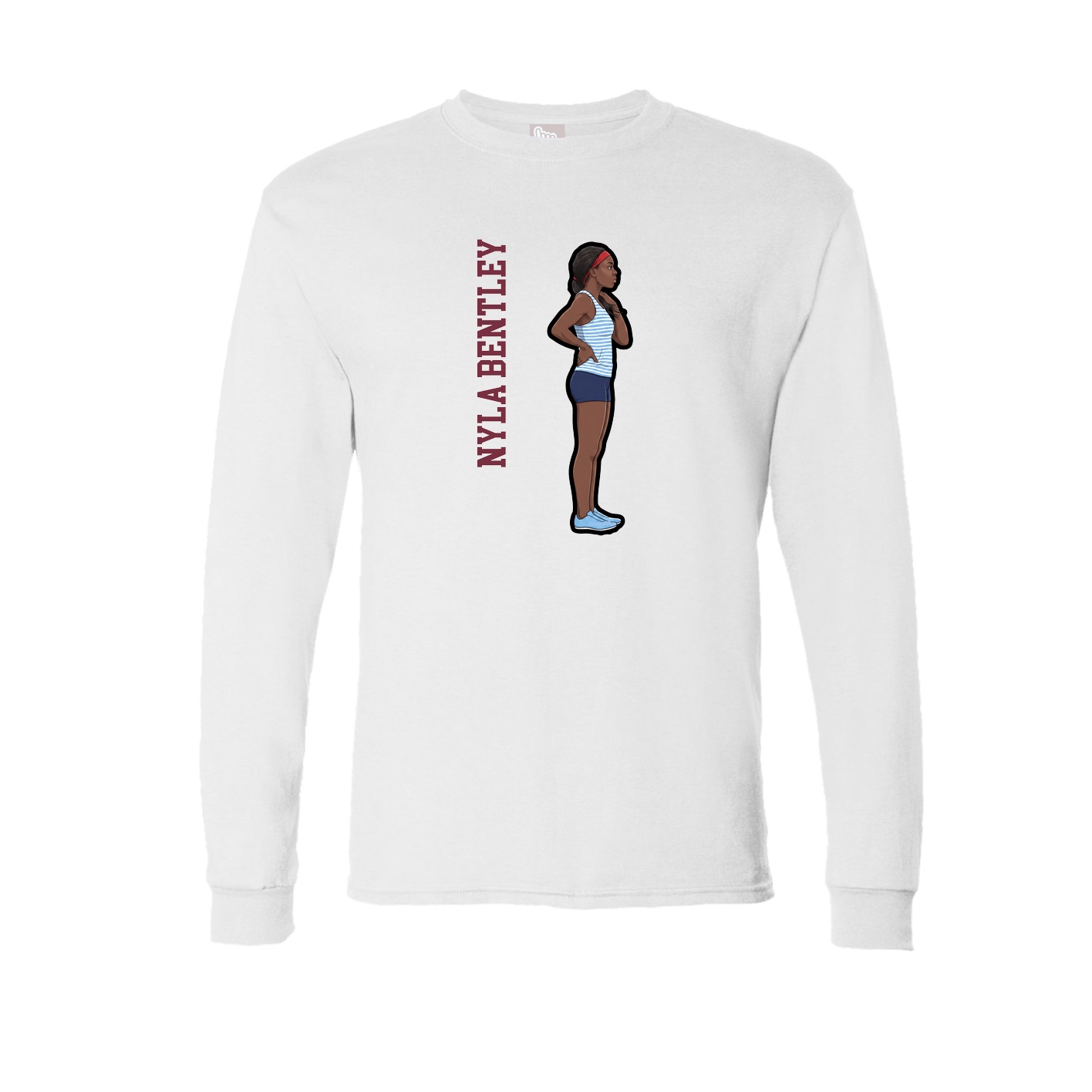 Long Sleeve Tee — Name Vertical in White