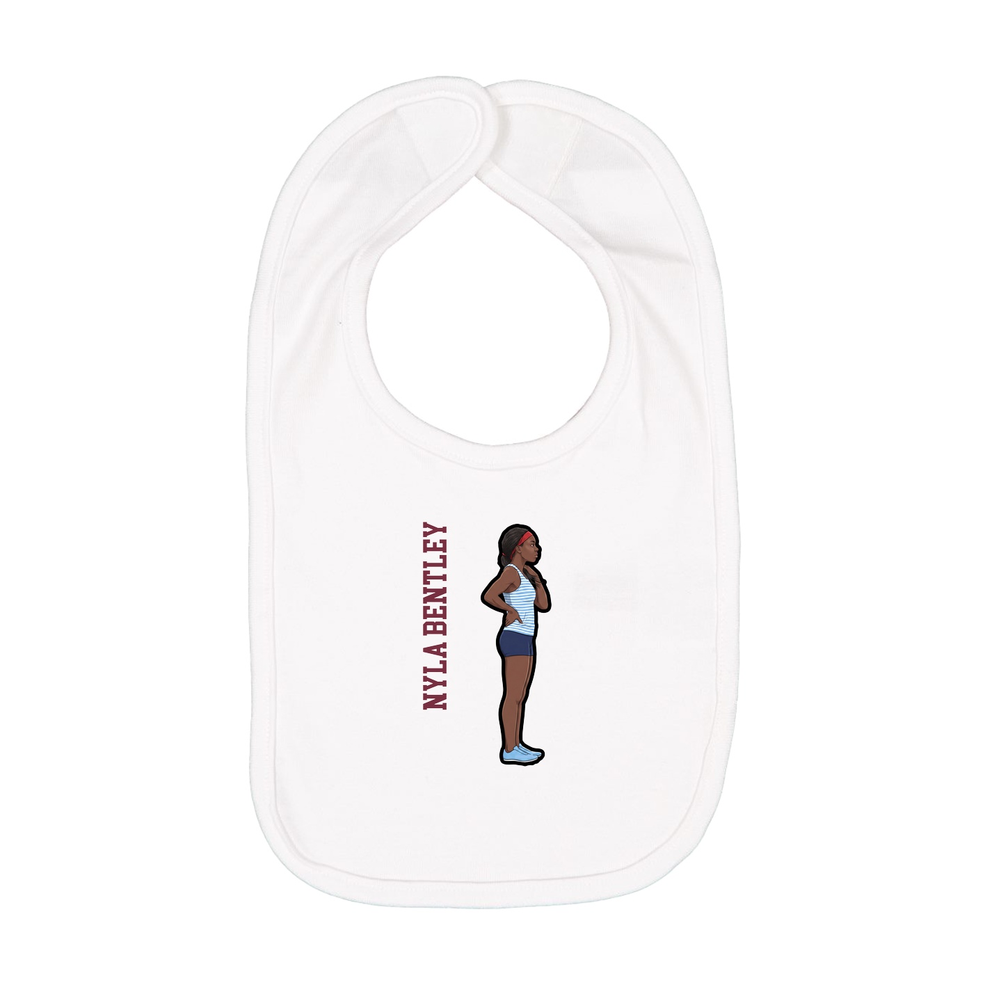 Infant Bib — Name Vertical in White