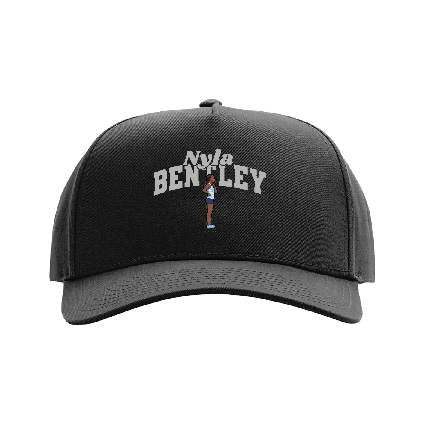Full Fabric Five-Panel Champ Cap — Signature Arch in Black