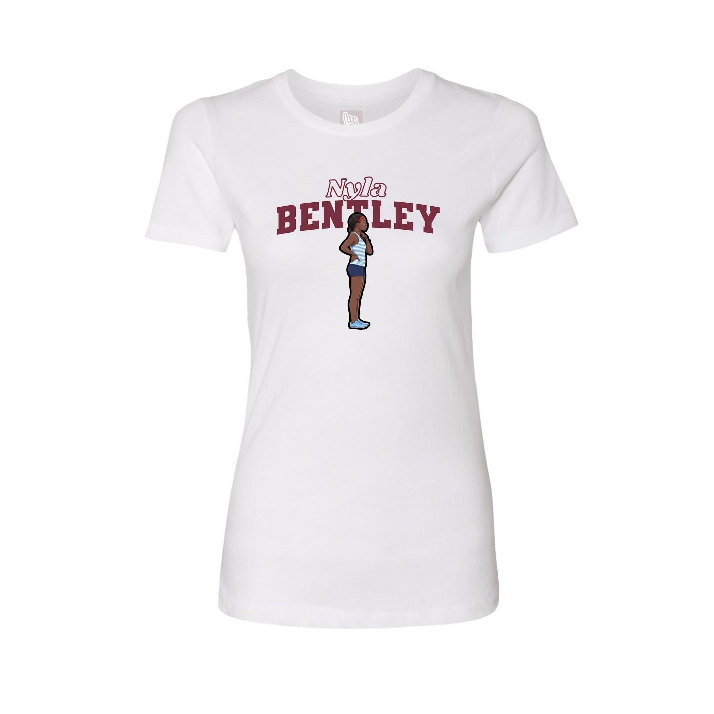Fitted Women's Tee — Name Arch in White