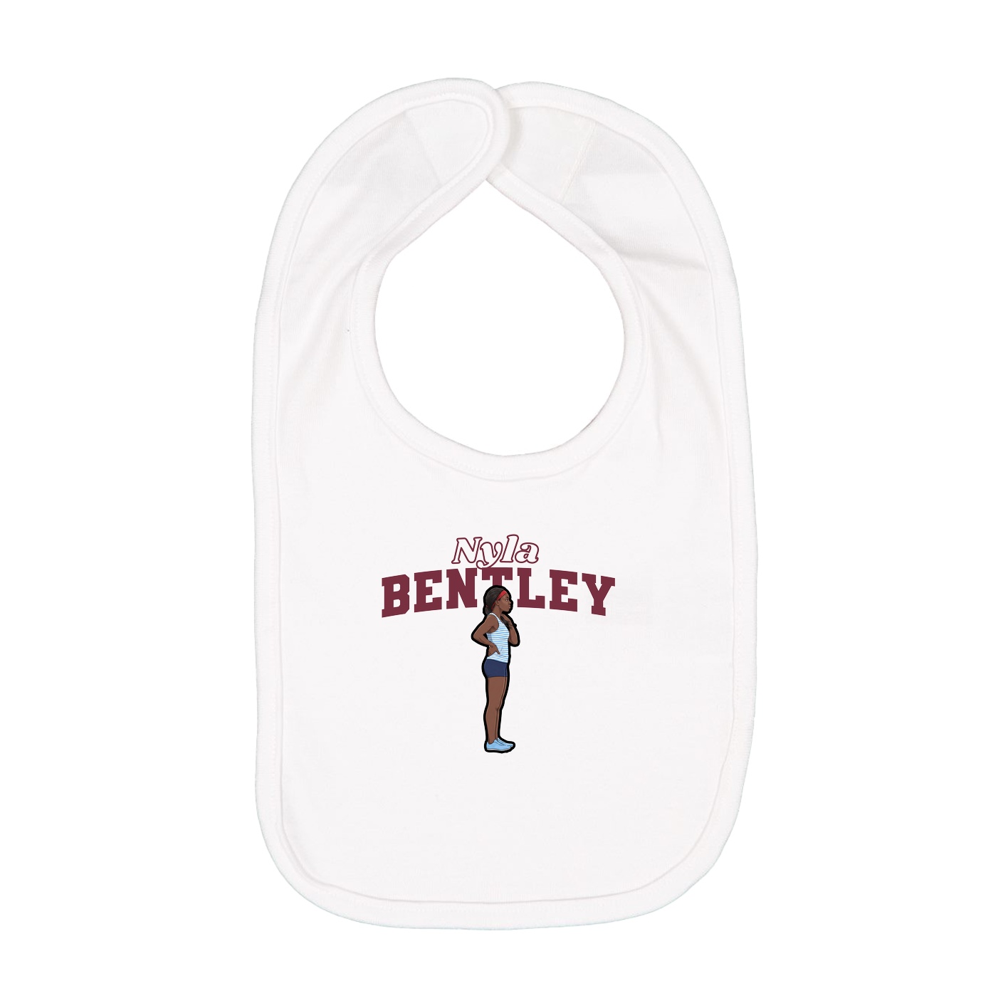 Infant Bib — Name Arch in White