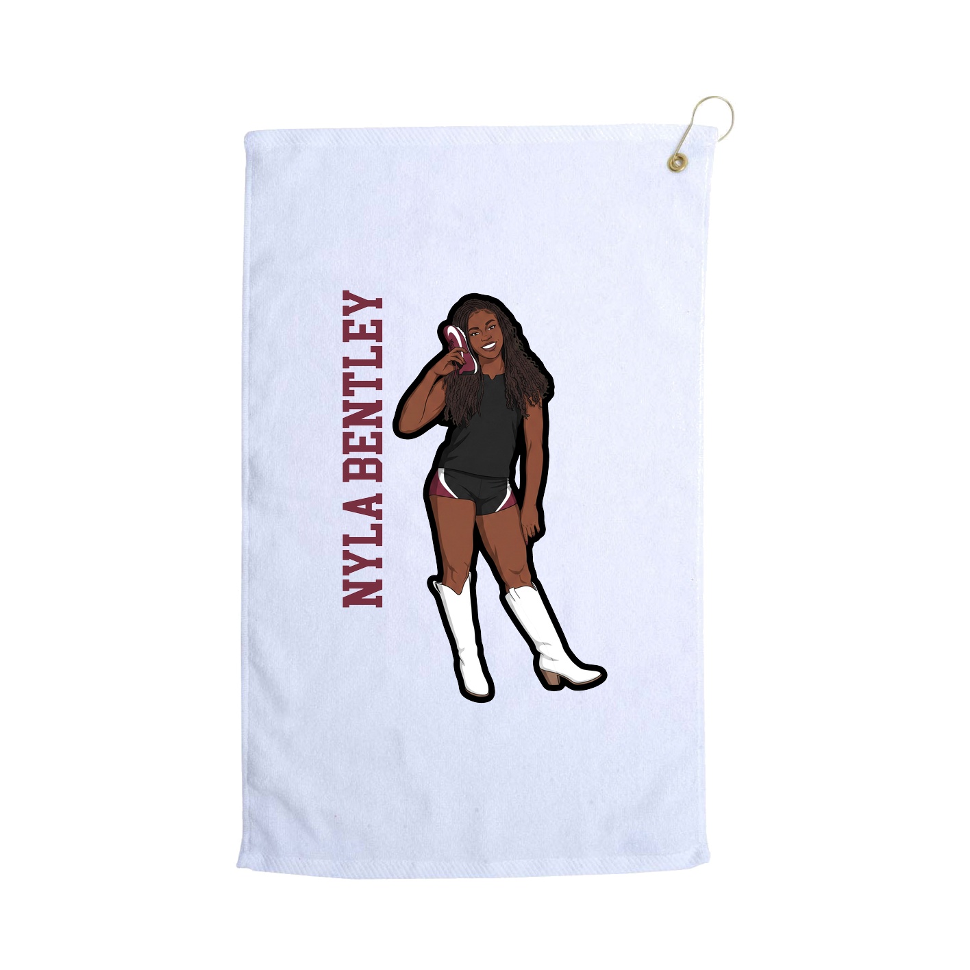 Golf Towel — Name Vertical in White