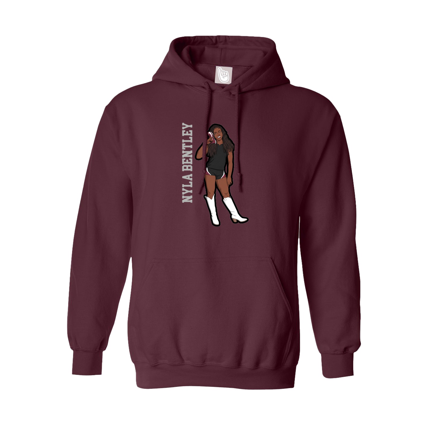 Hoodie — Name Vertical in Maroon