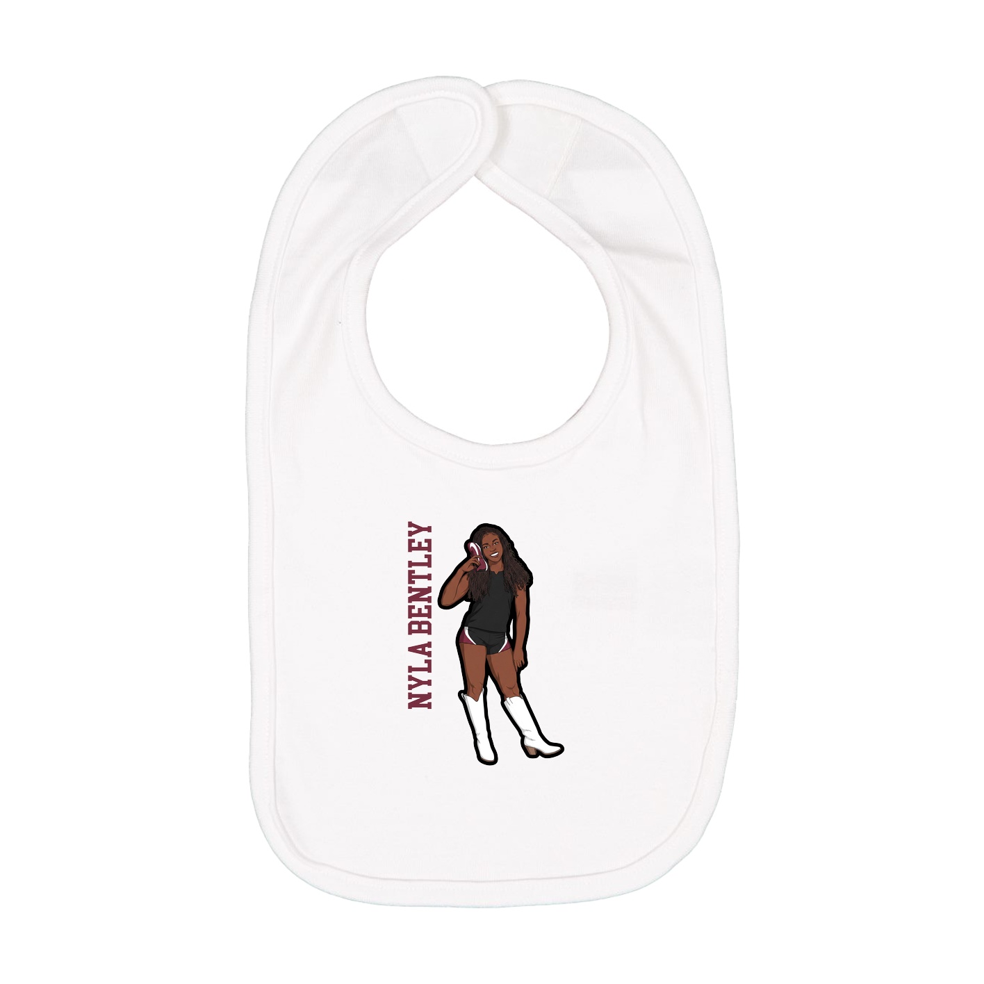 Infant Bib — Name Vertical in White