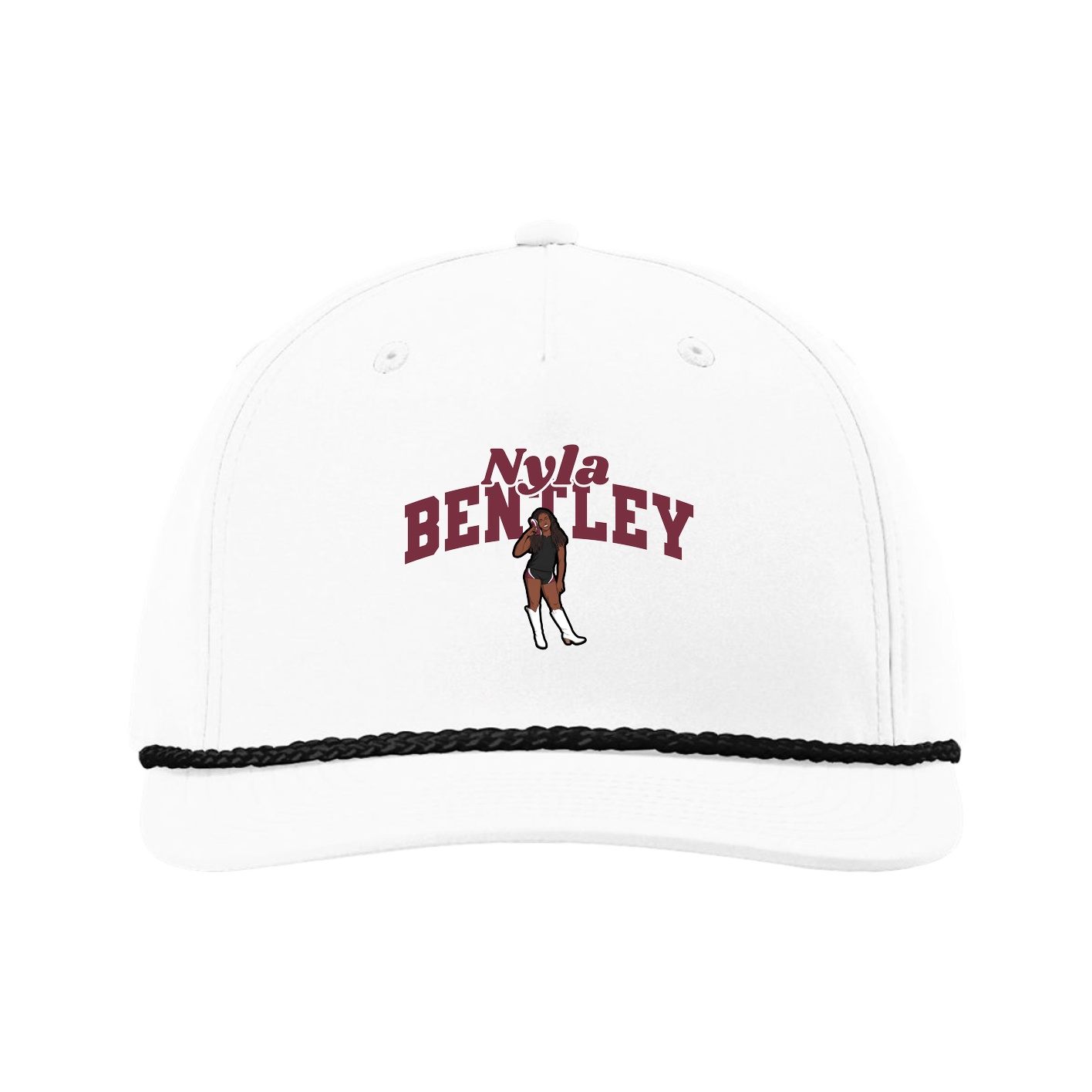 Five-Panel Classic Rope Cap — Signature Arch in White