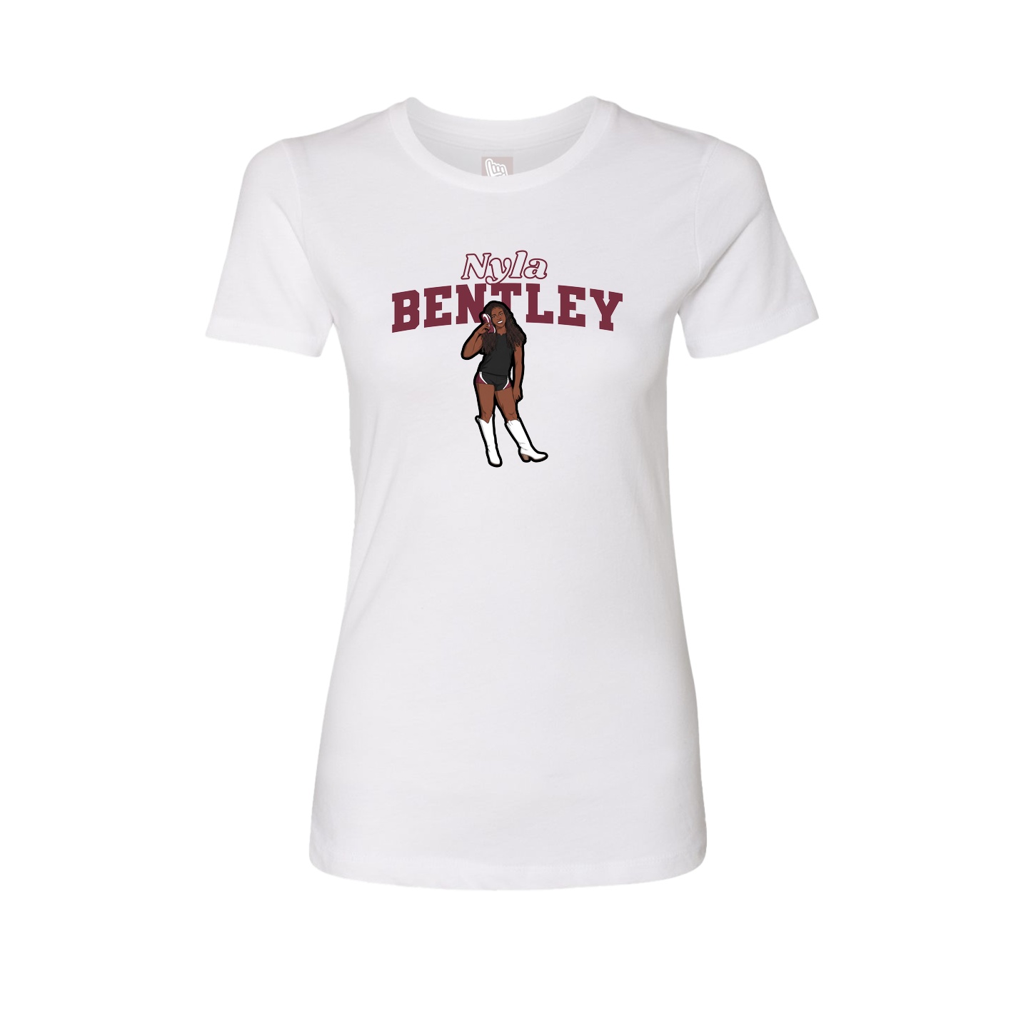 Fitted Women's Tee — Name Arch in White