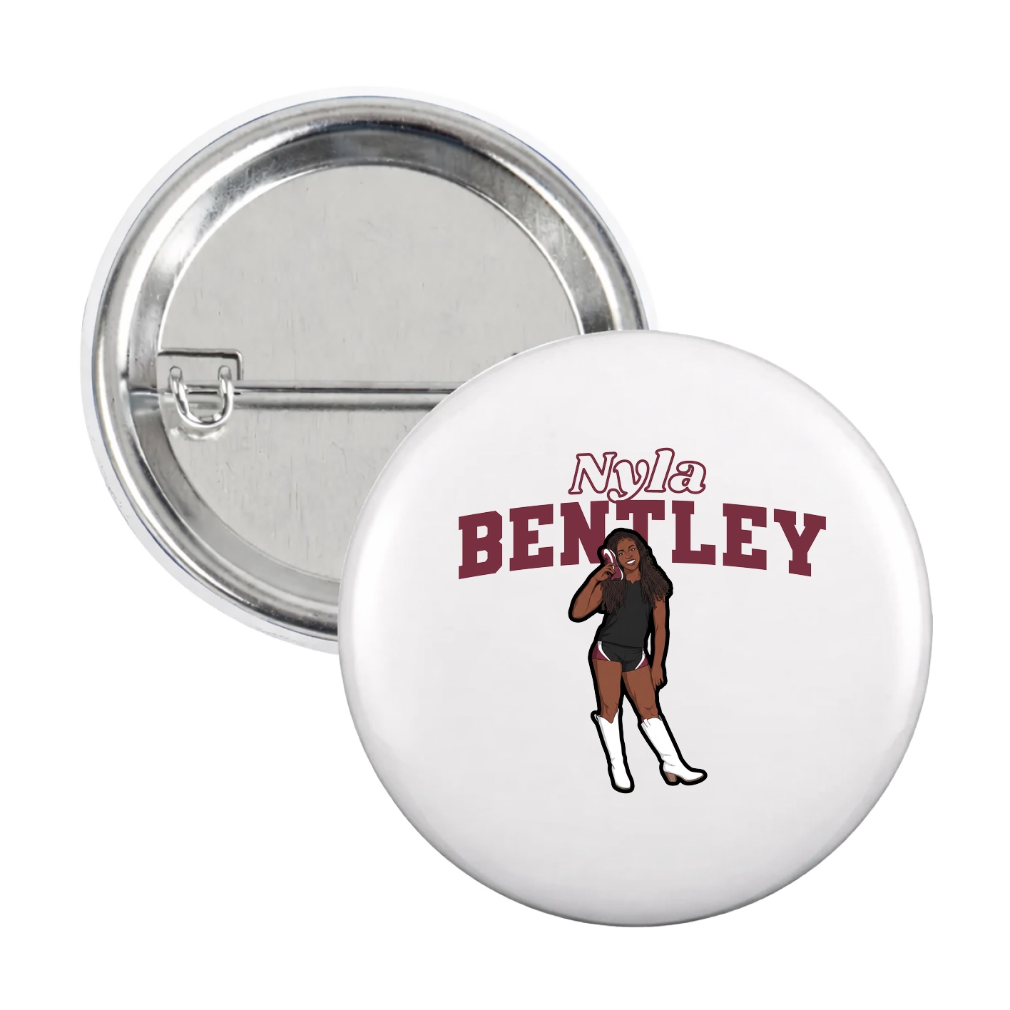 Game Day Button — Name Arch in White