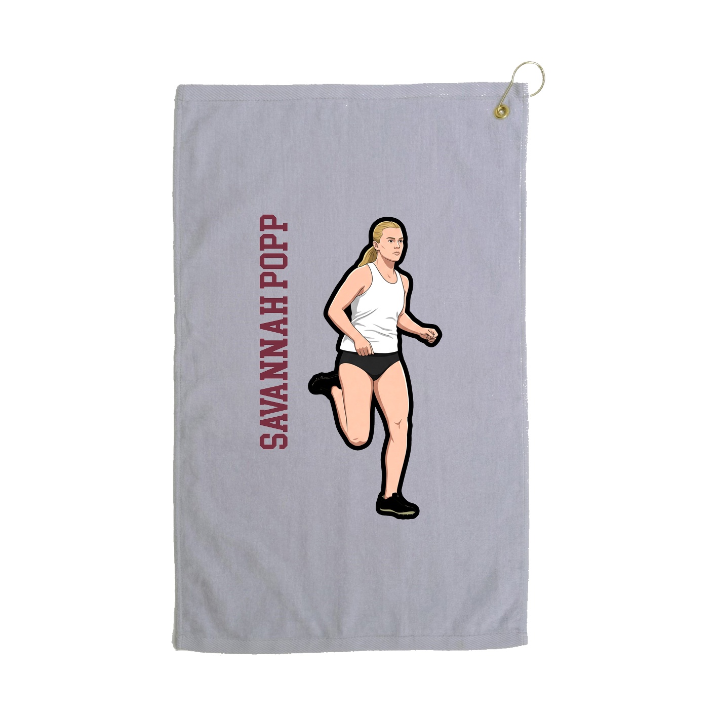 Golf Towel — Name Vertical in Grey