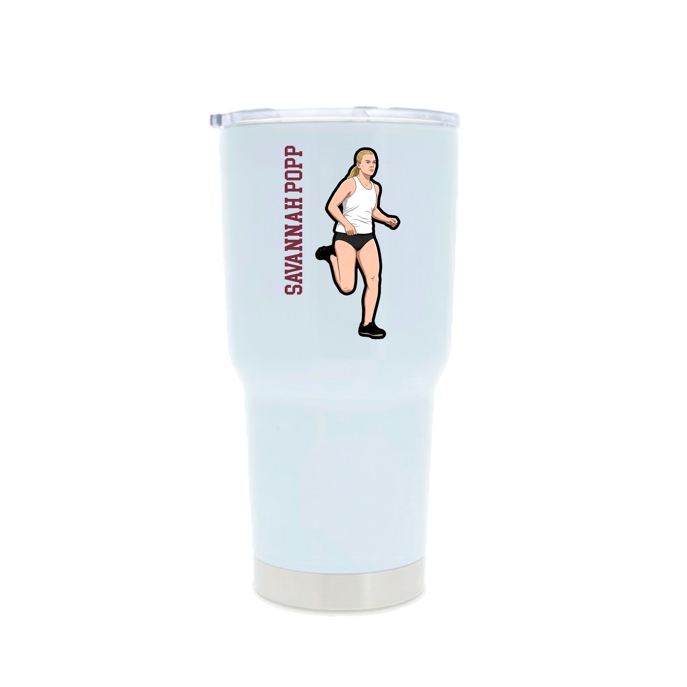 30oz Stainless Steel Tumbler — Name Vertical in White