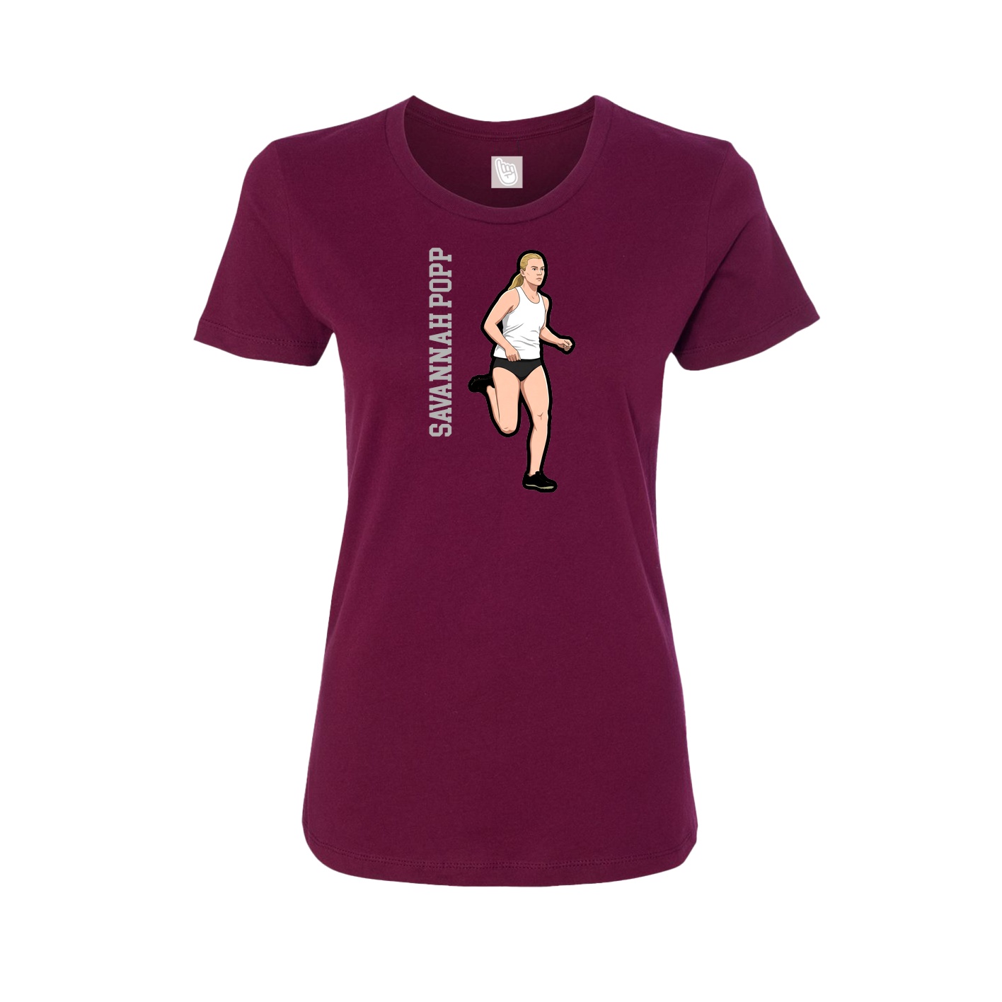 Fitted Women's Tee — Name Vertical in Maroon