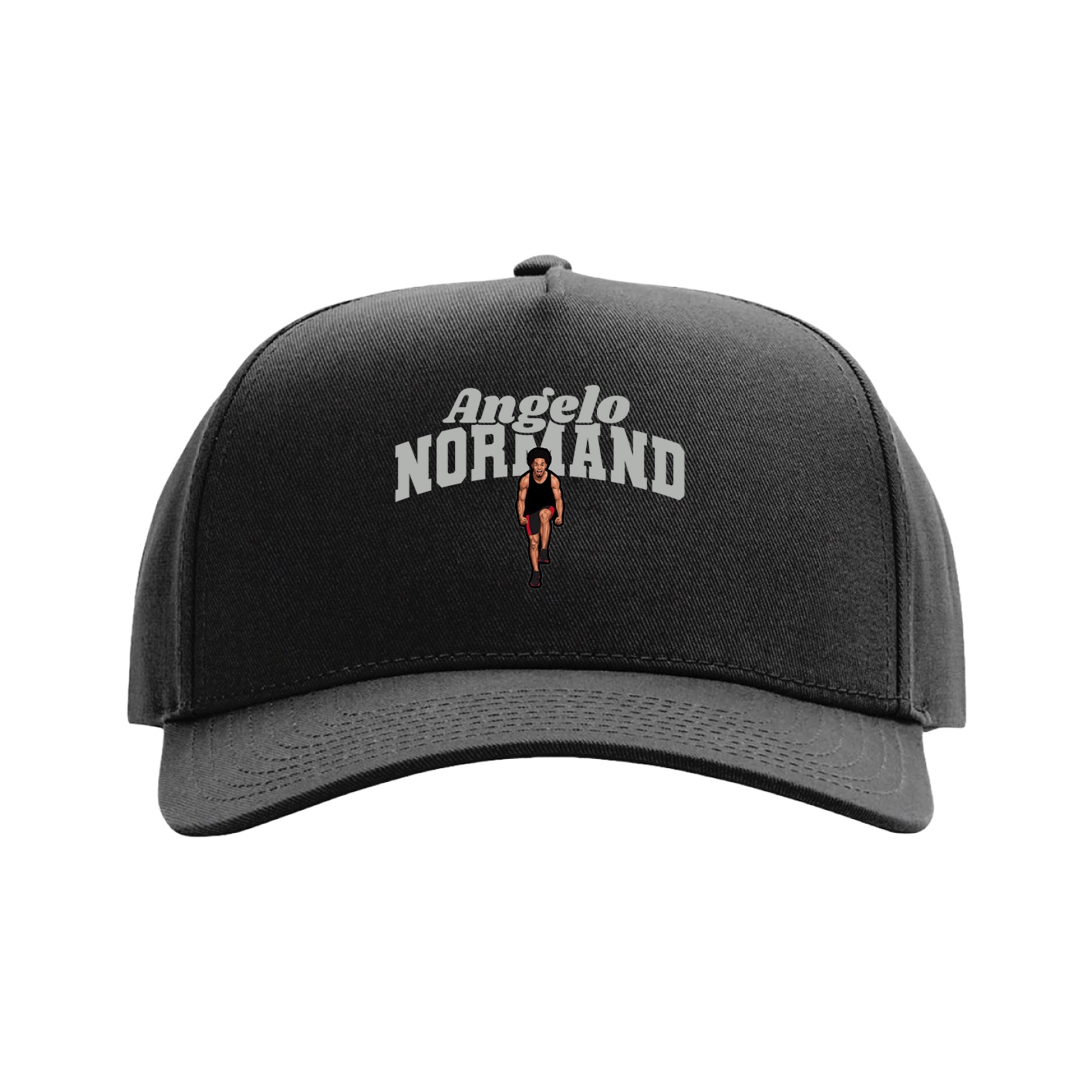 Full Fabric Five-Panel Champ Cap — Signature Arch in Black