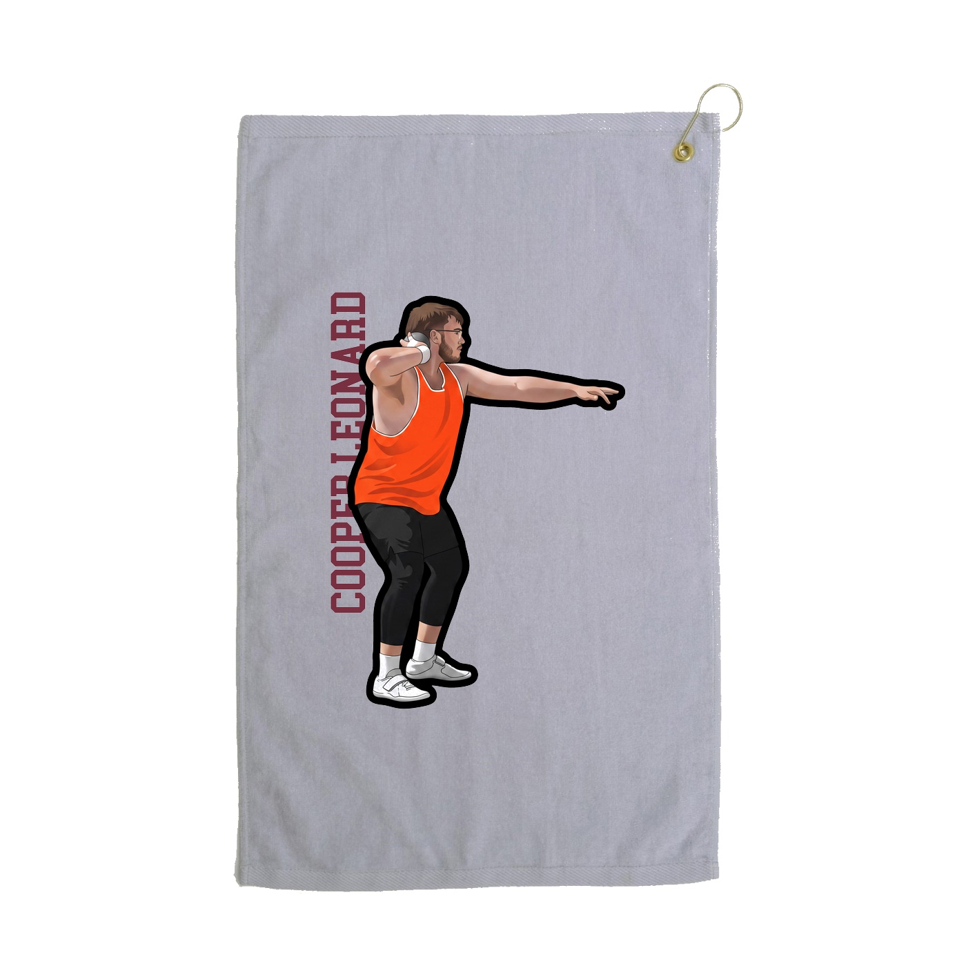 Golf Towel — Name Vertical in Grey