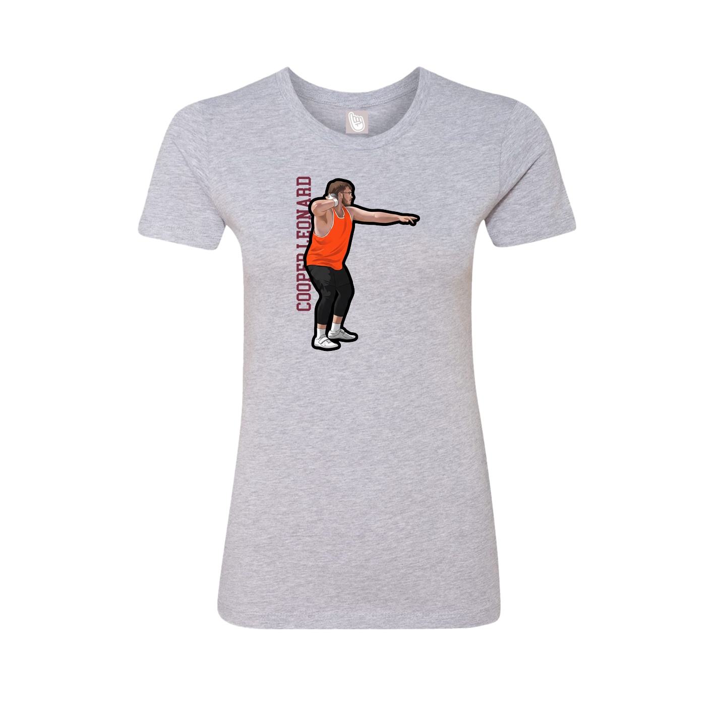 Fitted Women's Tee — Name Vertical in Grey