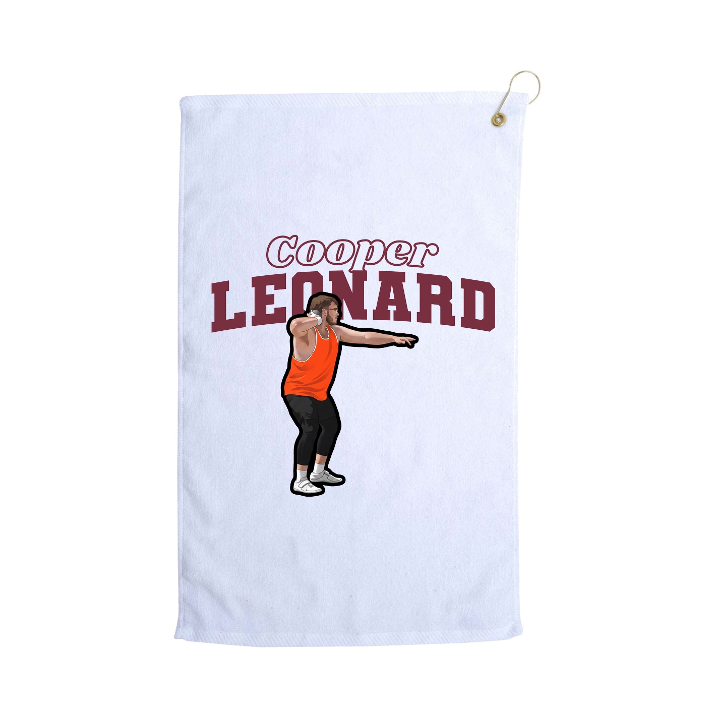 Golf Towel — Name Arch in White