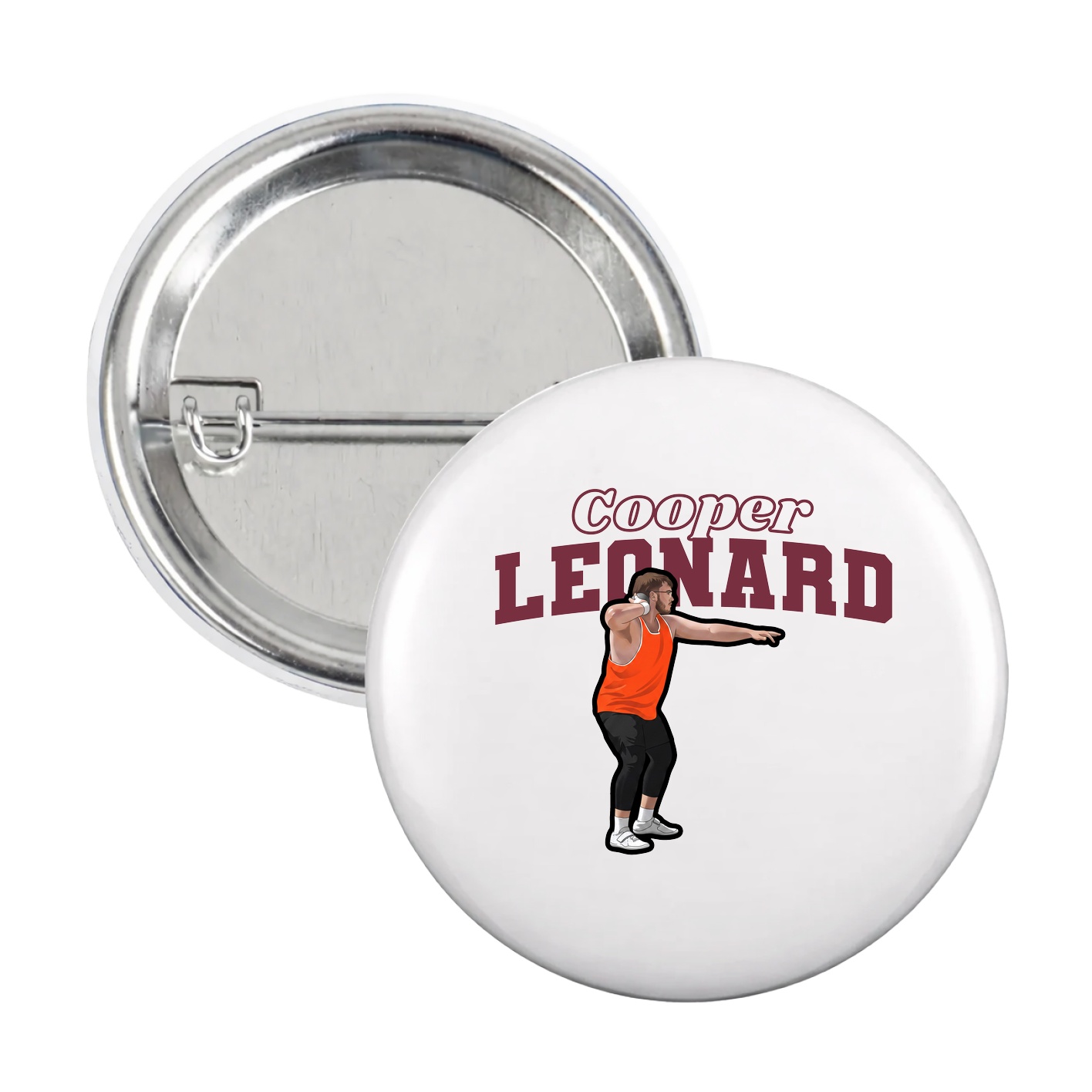 Game Day Button — Name Arch in White
