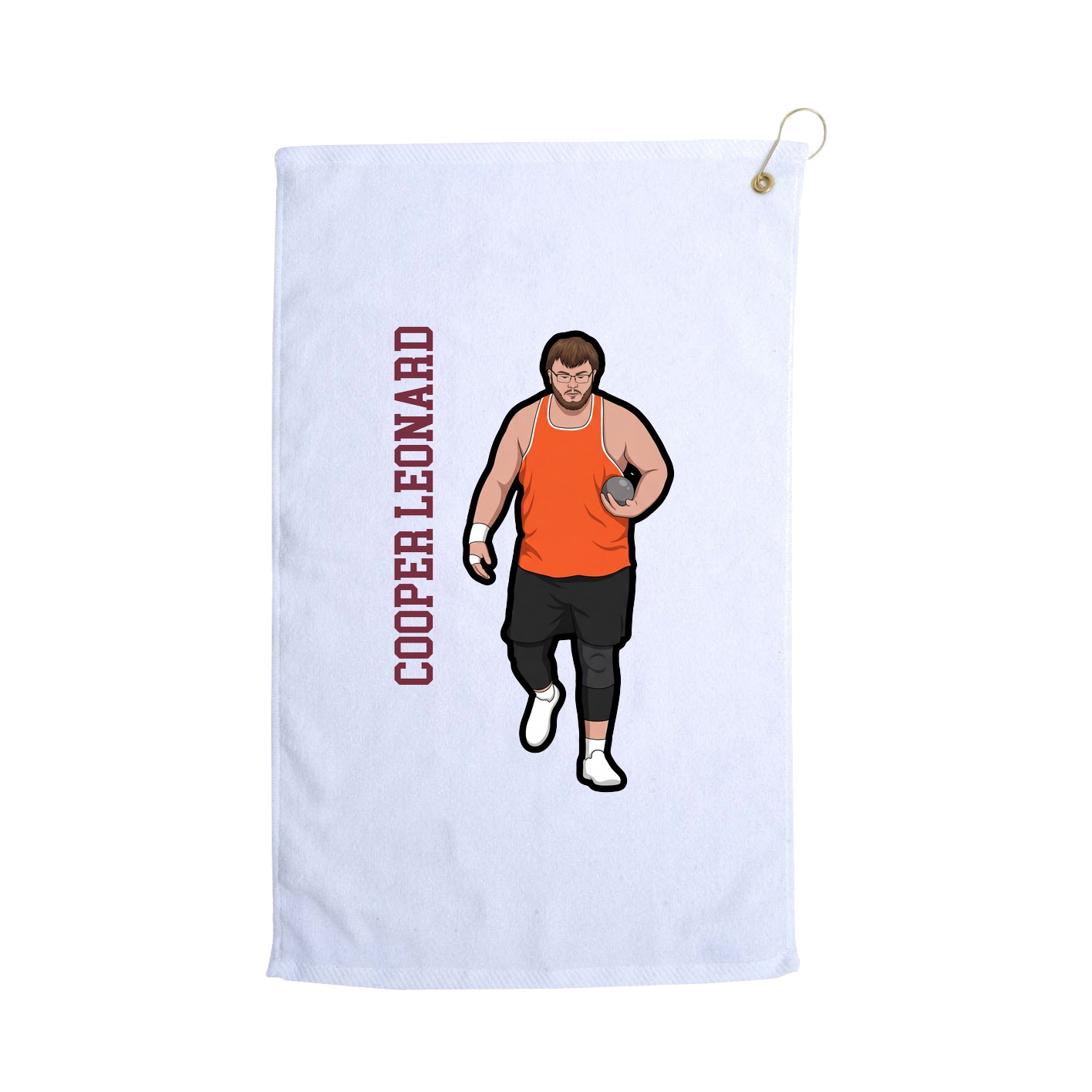 Golf Towel — Name Vertical in White