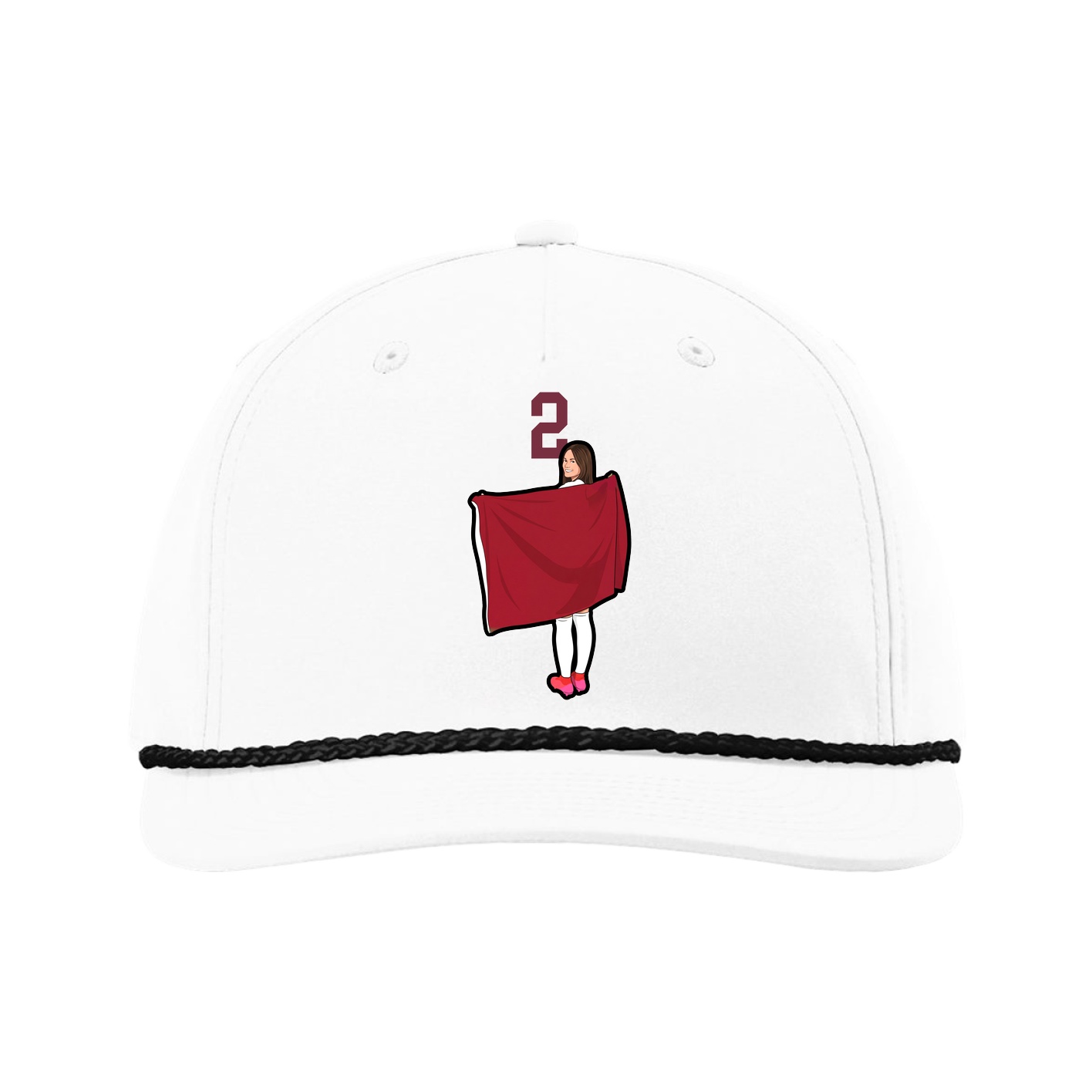 Five-Panel Classic Rope Cap — Number Top in White