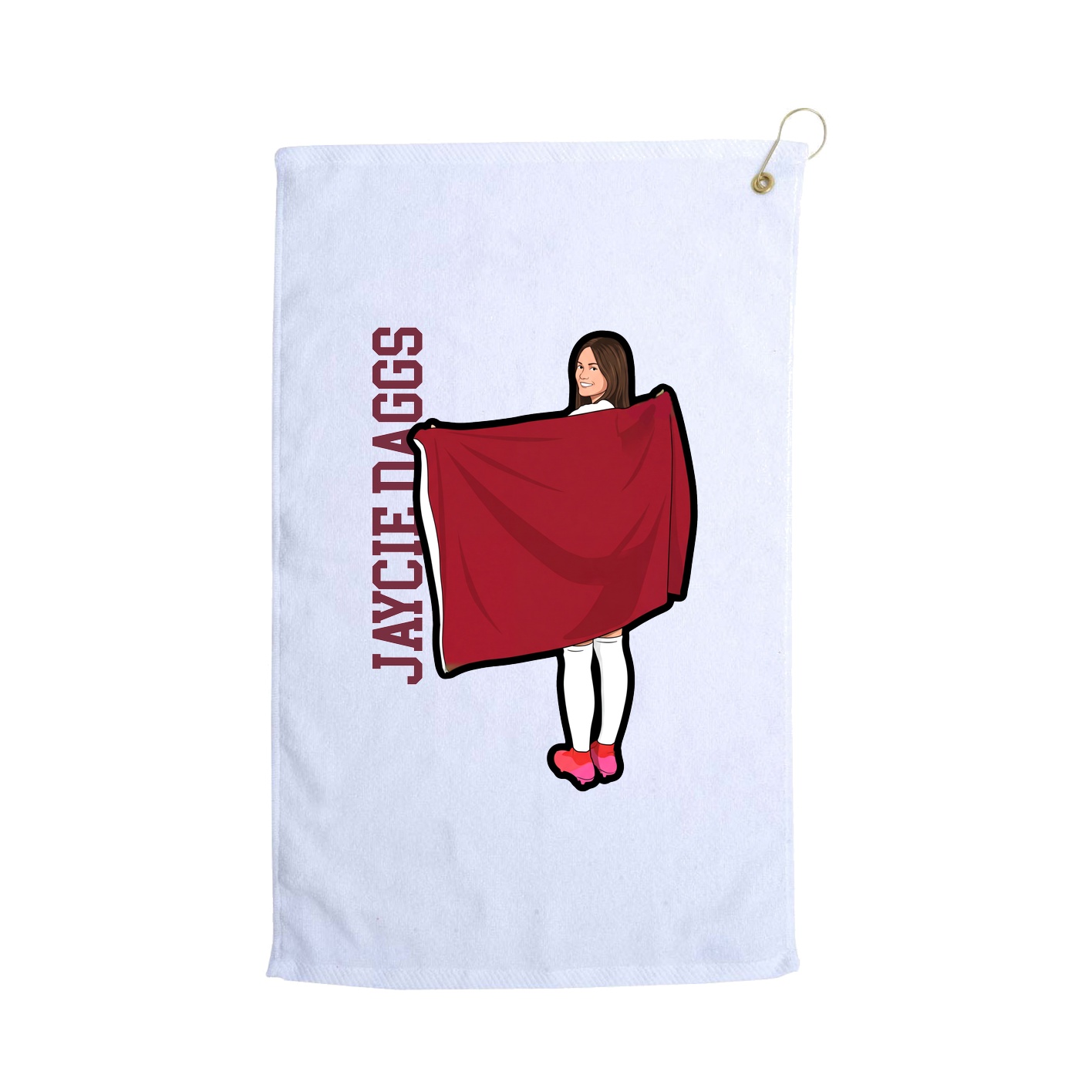 Golf Towel — Name Vertical in White