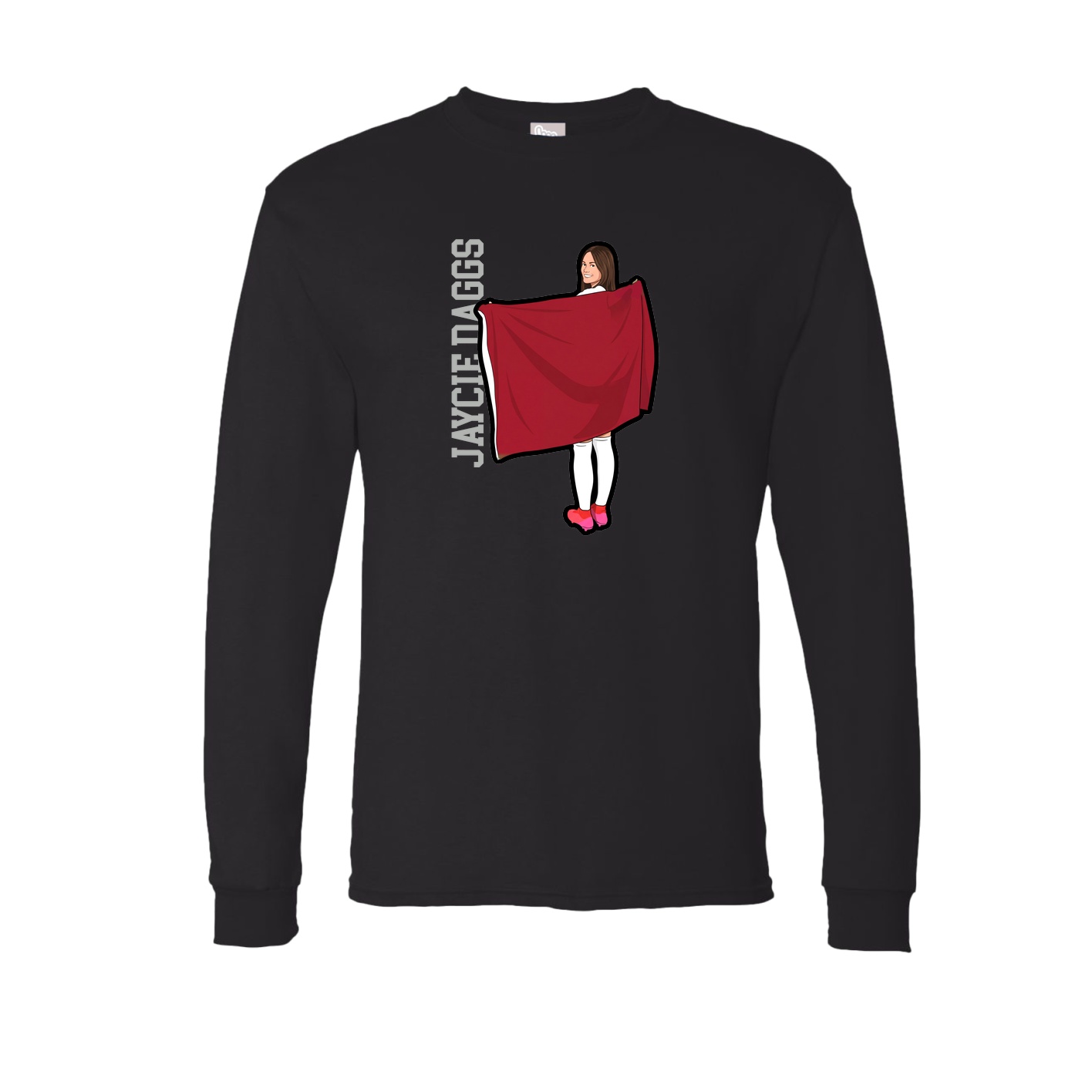 Long Sleeve Tee — Name Vertical in Black