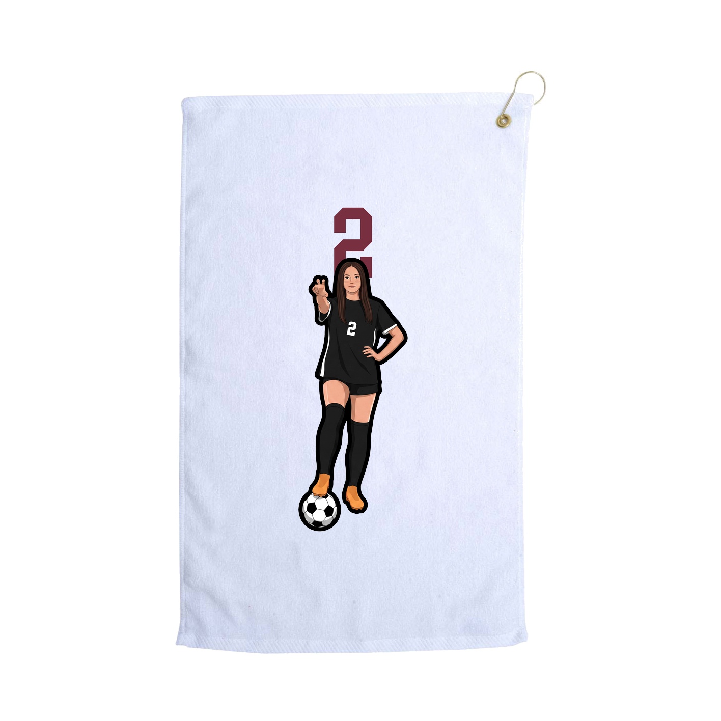 Golf Towel — Number Top in White