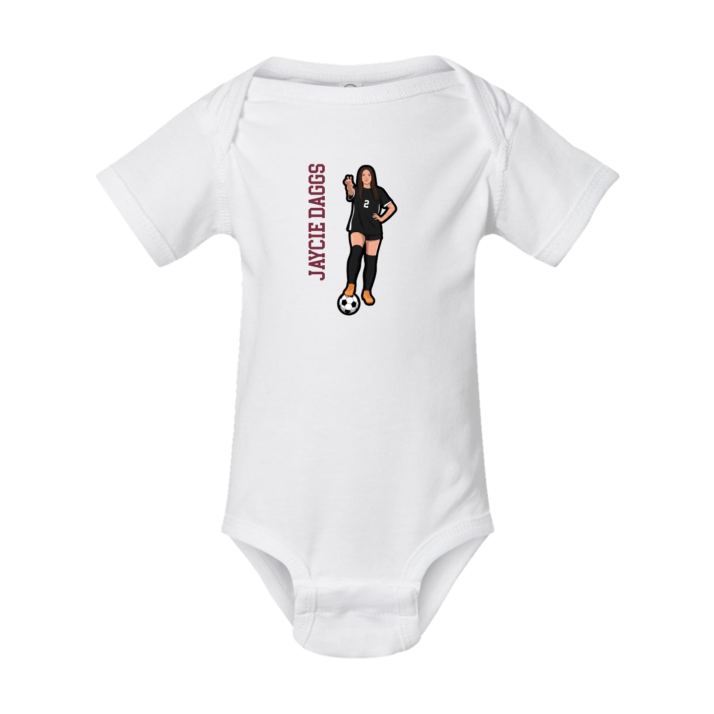 Baby Onesie — Name Vertical in White