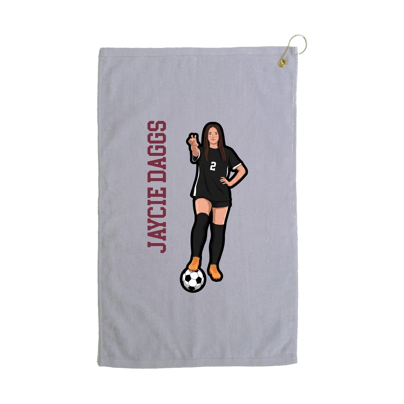 Golf Towel — Name Vertical in Grey
