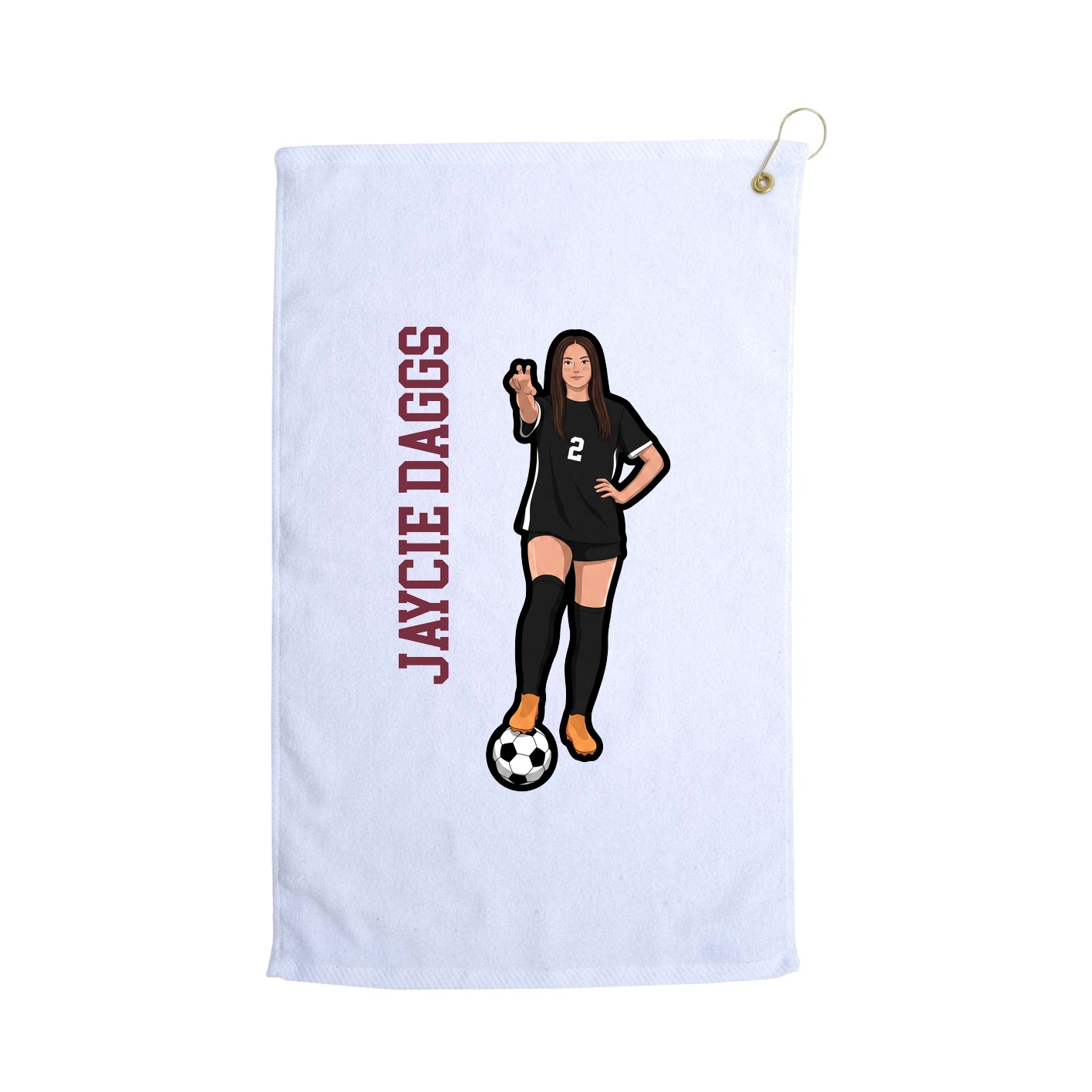 Golf Towel — Name Vertical in White