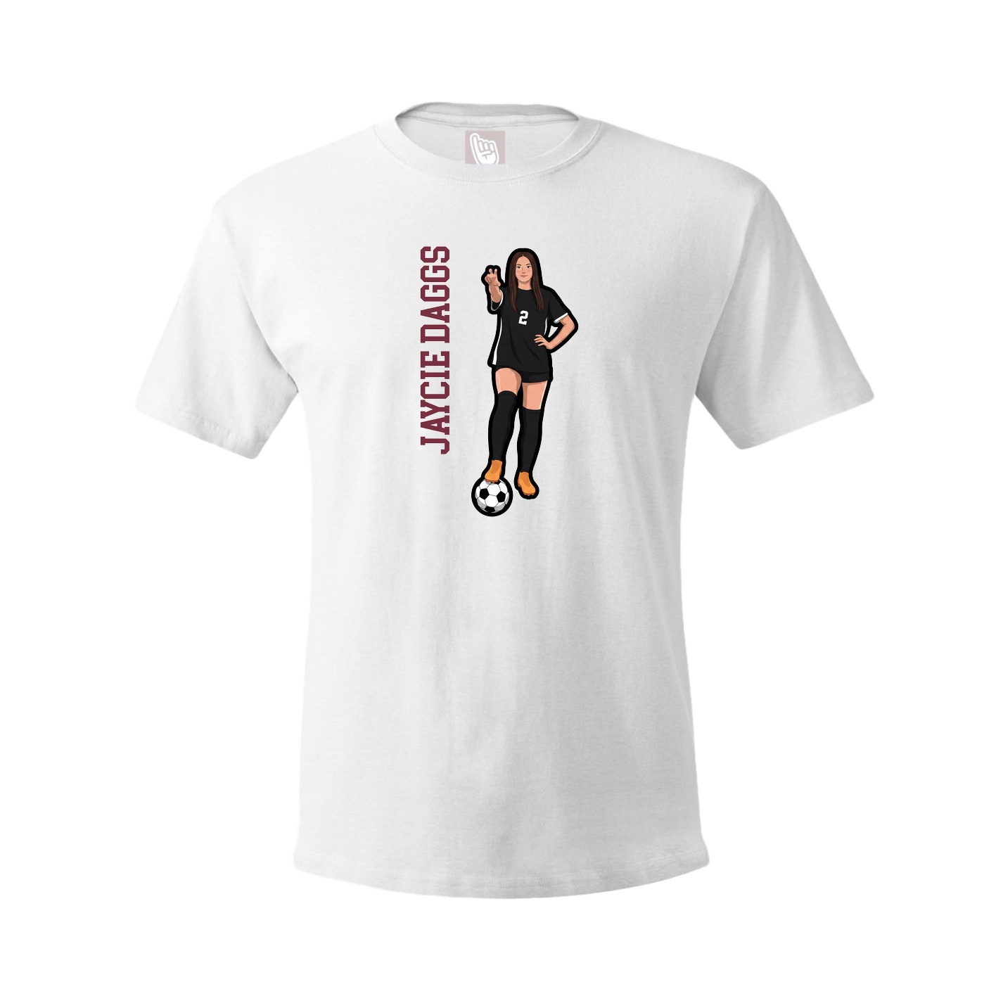 Youth Tee — Name Vertical in White