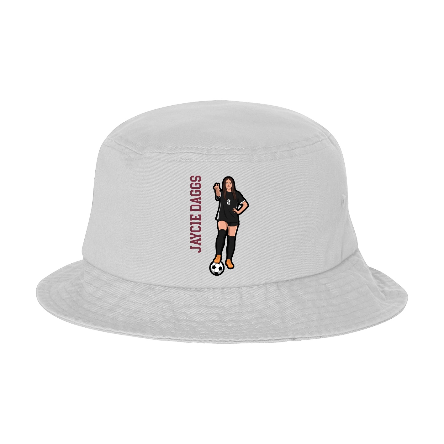 Bucket Cap — Name Vertical in White
