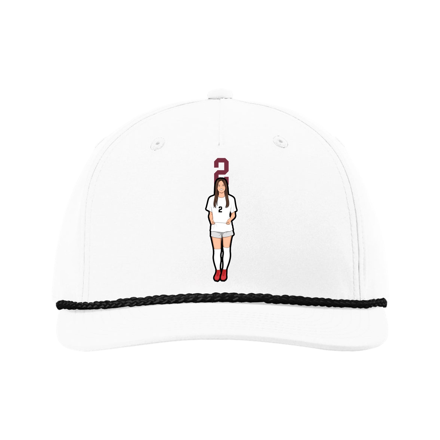 Five-Panel Classic Rope Cap — Number Top in White