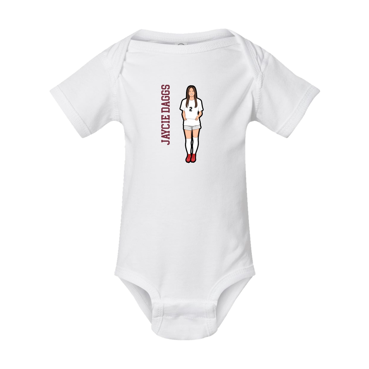 Baby Onesie — Name Vertical in White