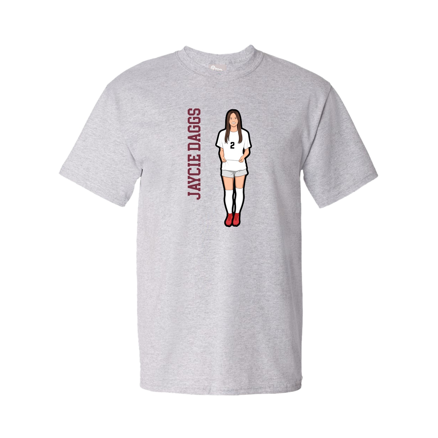 Youth Tee — Name Vertical in Grey