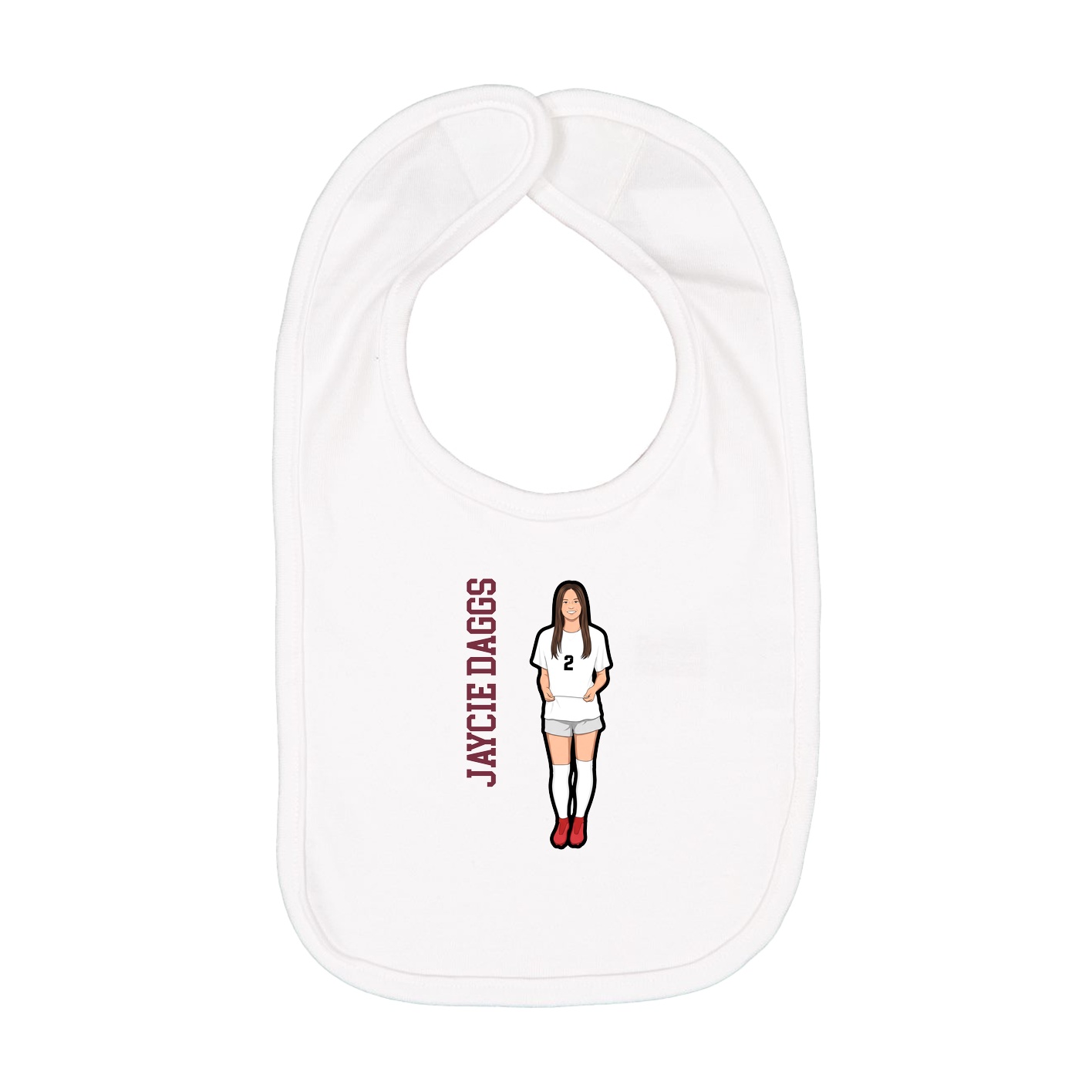 Infant Bib — Name Vertical in White