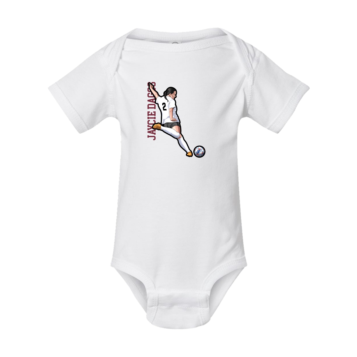 Baby Onesie — Name Vertical in White