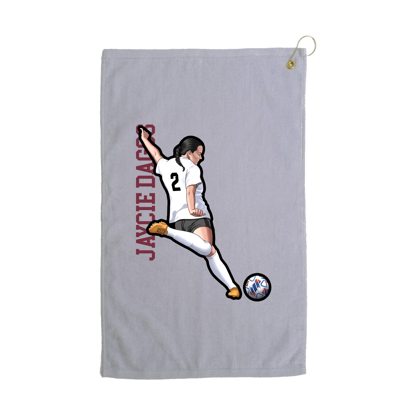 Golf Towel — Name Vertical in Grey