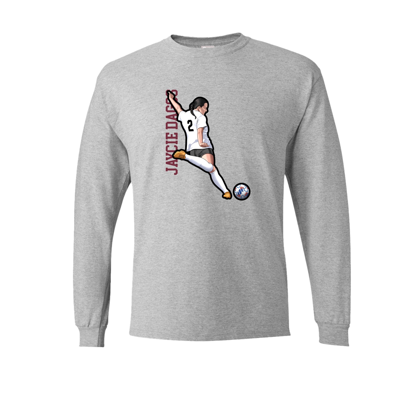 Long Sleeve Tee — Name Vertical in Grey