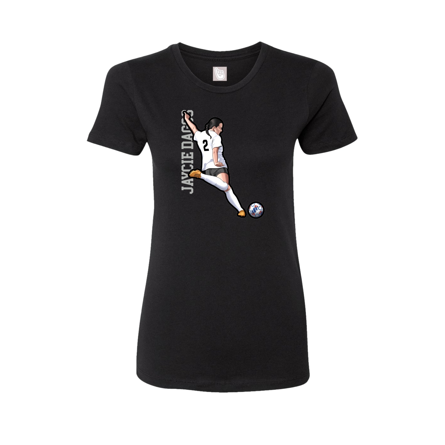 Womens Tee — Name Vertical in Black