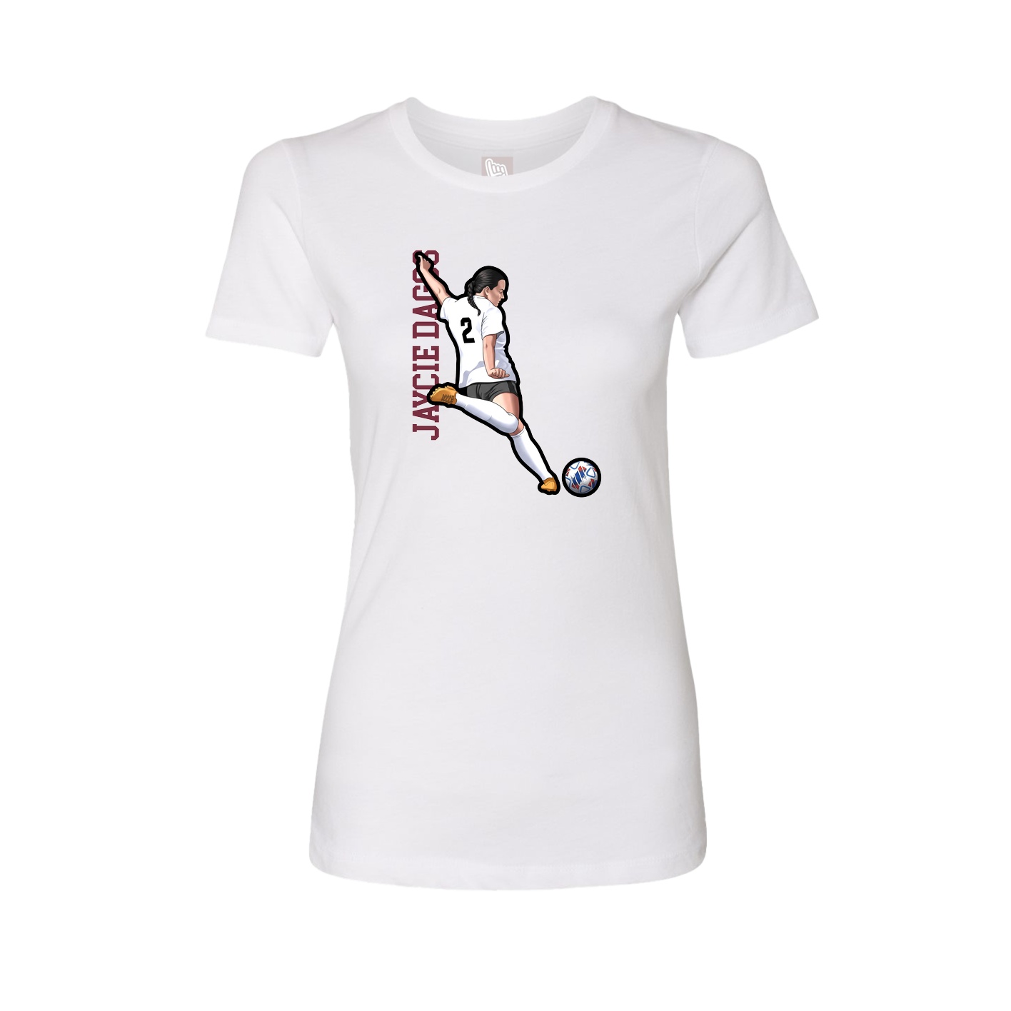 Fitted Women's Tee — Name Vertical in White